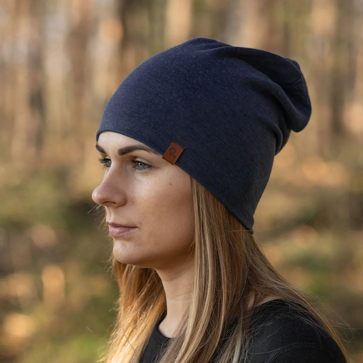 MENIQUE 100% Merino Wool Womens Beanie Dark Blue