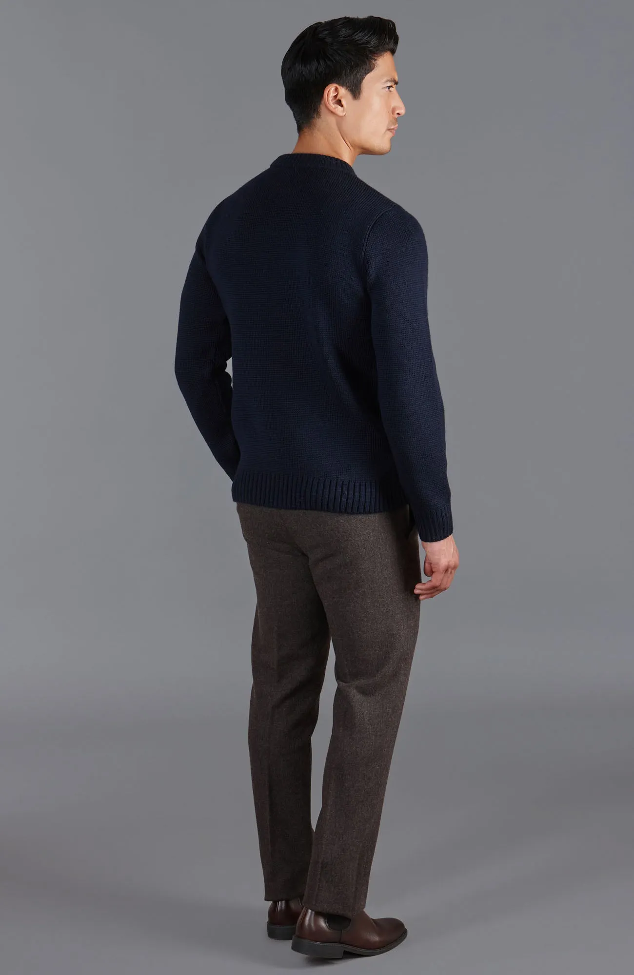 Mens Chunky Merino Wool Crew Neck Jumper