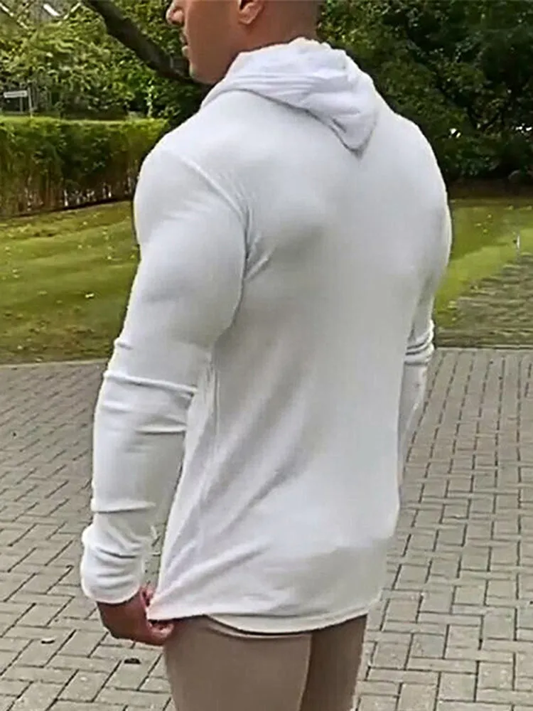 Men'S Striped Casual Fitness Sports Hooded Long Sleeve Sweater