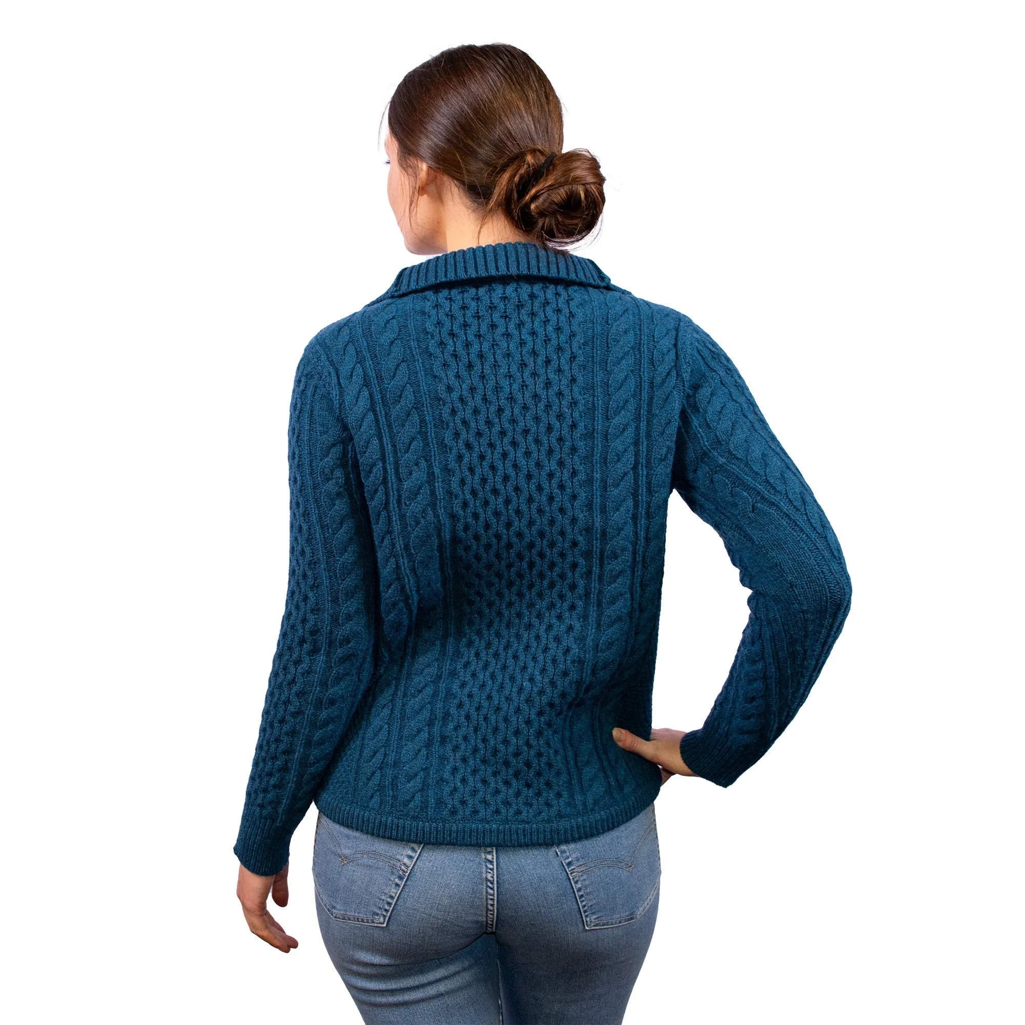 Mera Peak Half-Zip Cable Knit Sweater