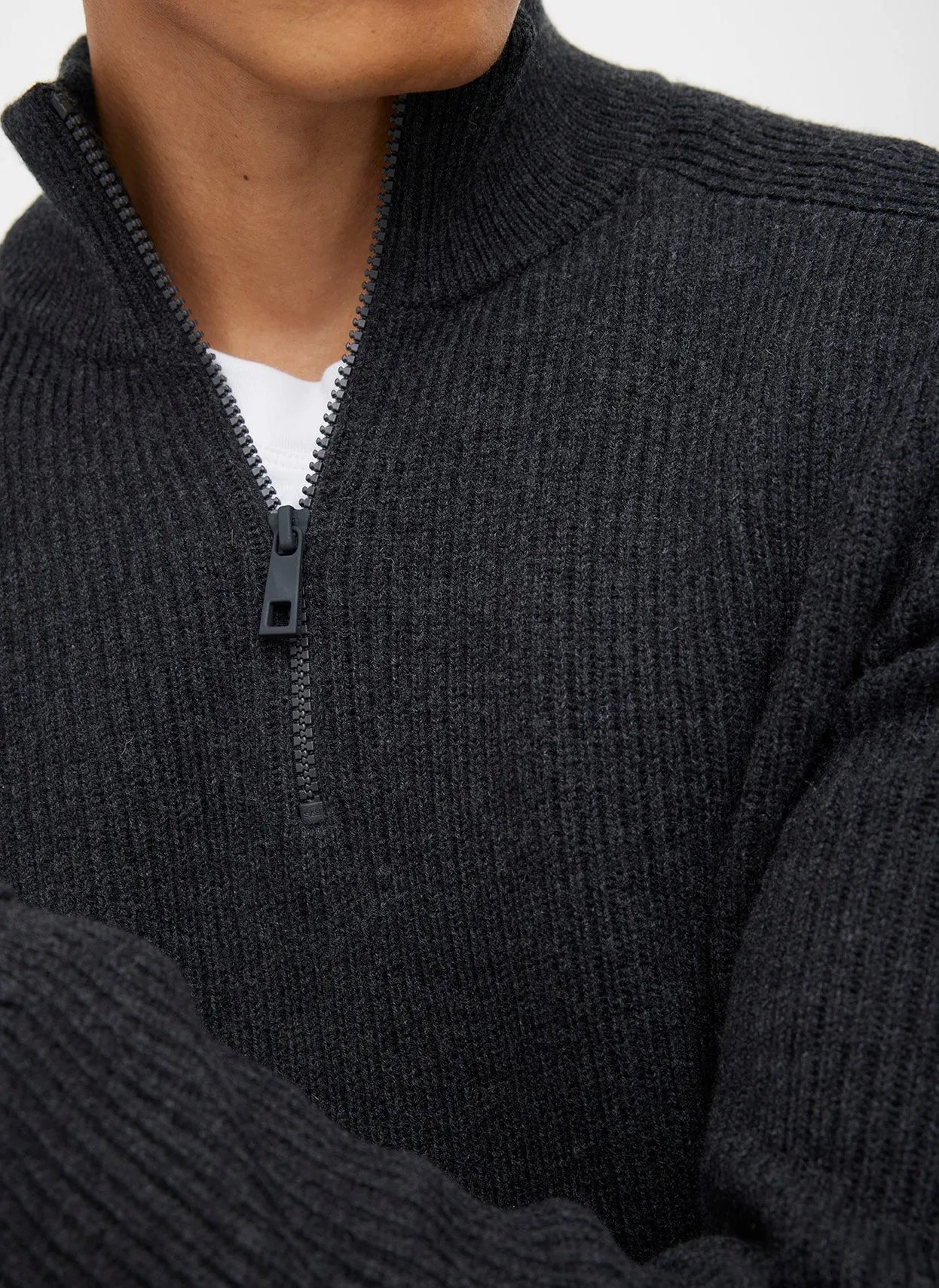 Merino Cotton Pullover Zip Sweater