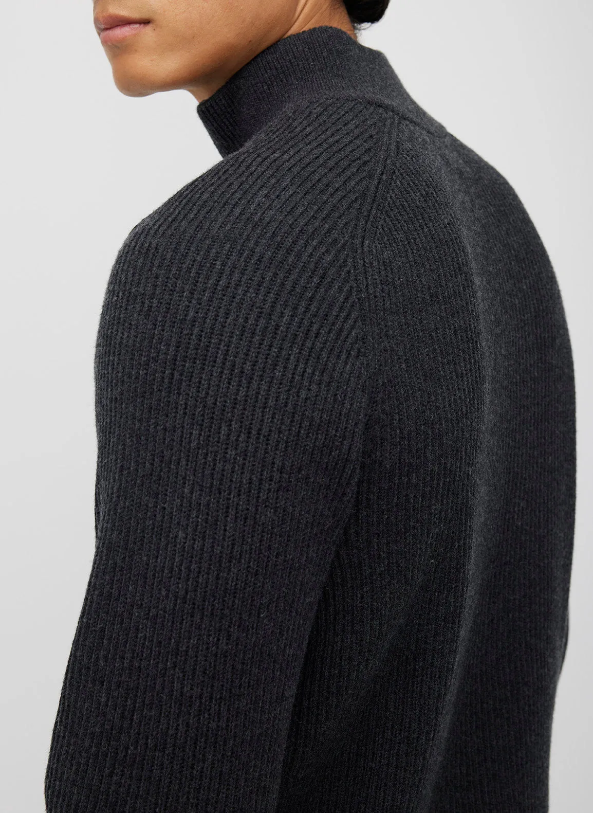 Merino Cotton Pullover Zip Sweater