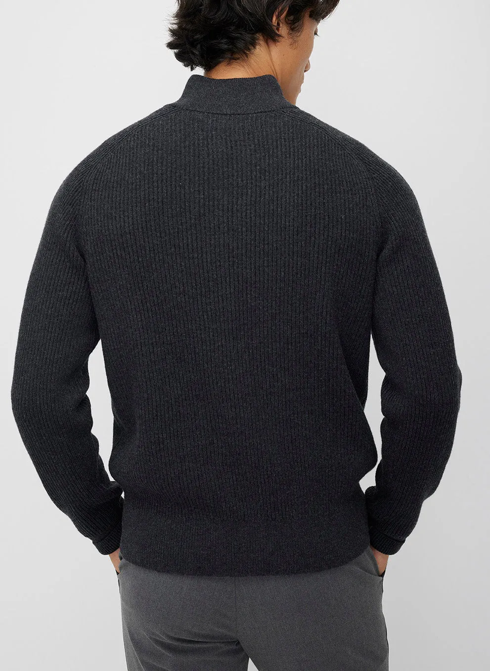 Merino Cotton Pullover Zip Sweater