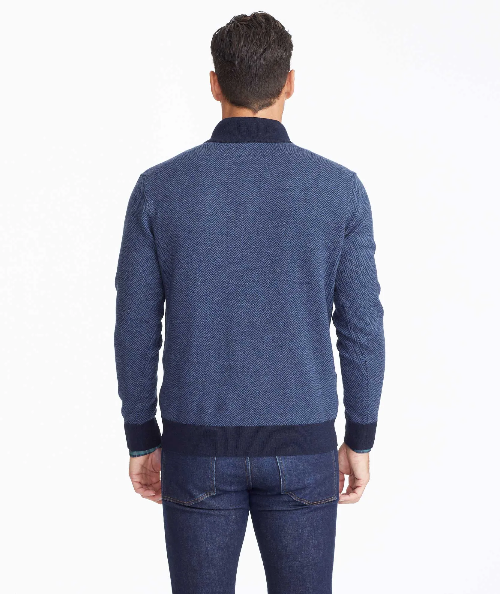 Merino Wool Herringbone Quarter-Zip Sweater - FINAL SALE