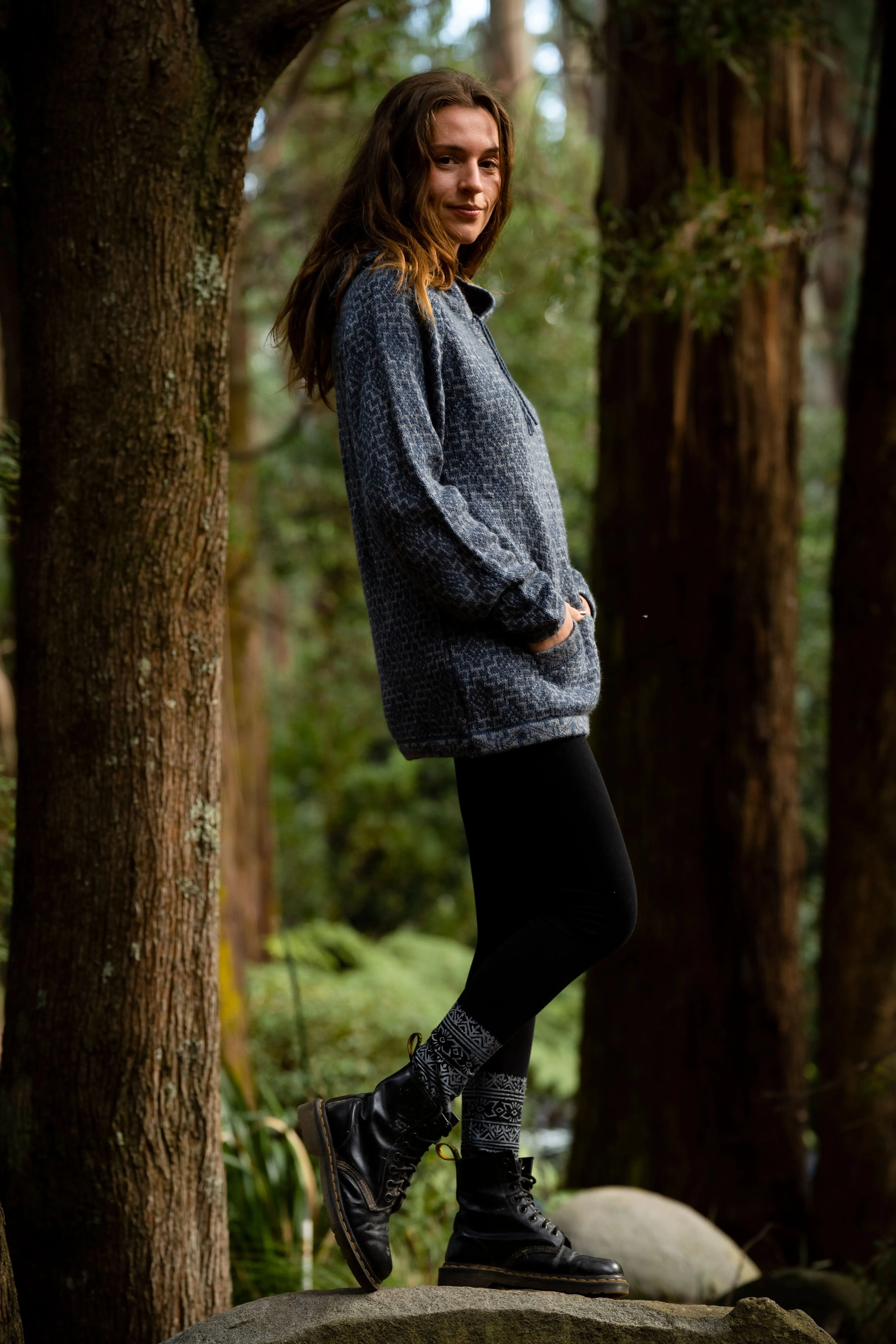 Mountain Alpaca Sweater - Blue