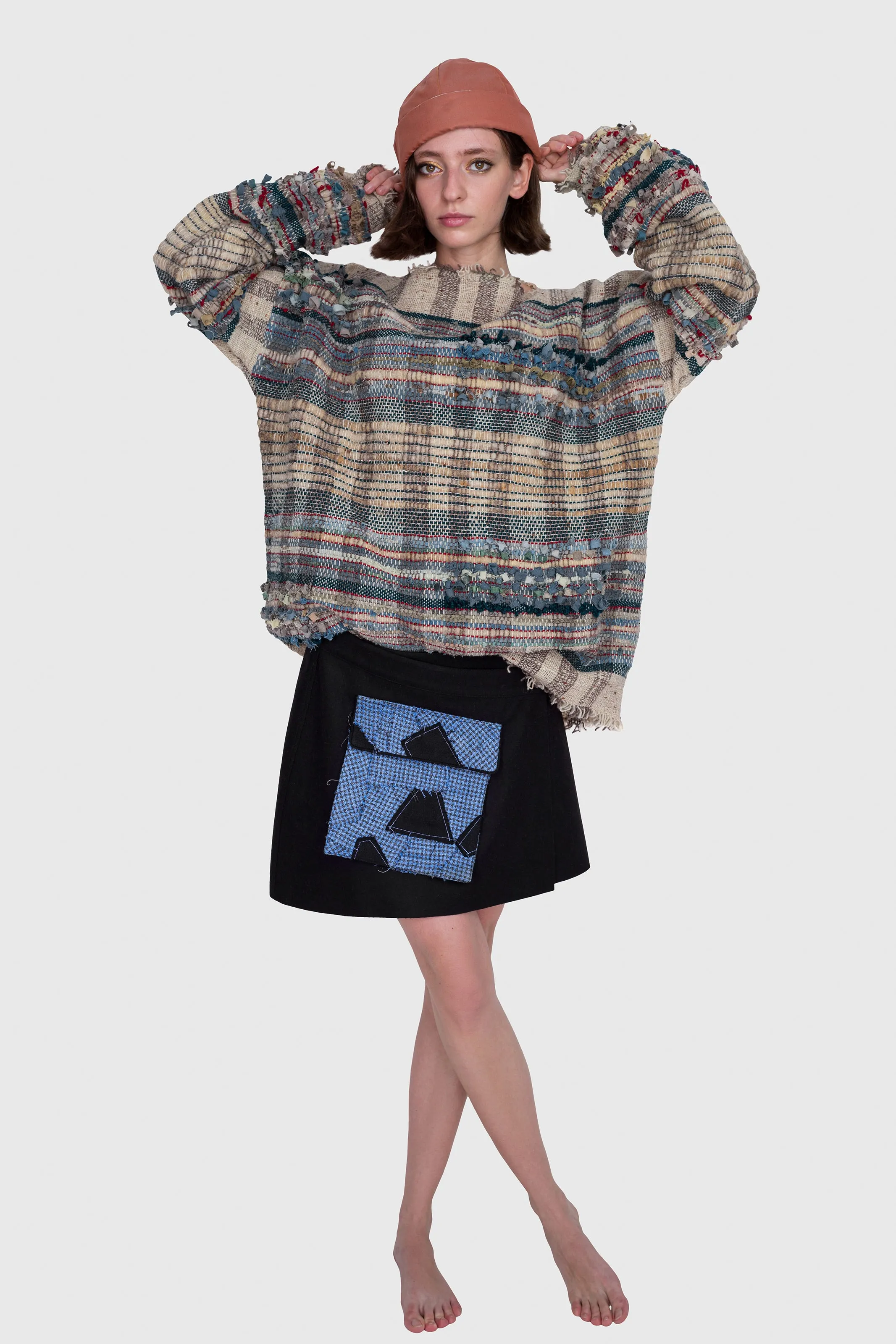 Multicolored Extruded Woven Sweater