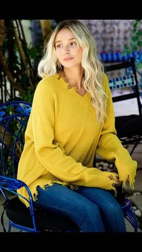 Mustard Distressed Sweater