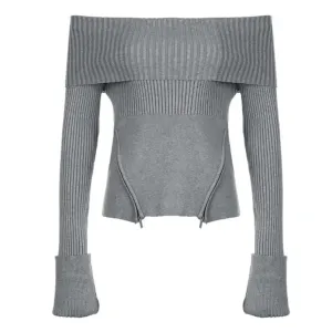 Off-shoulder Slim Fit Sweater. Trendsetting Style