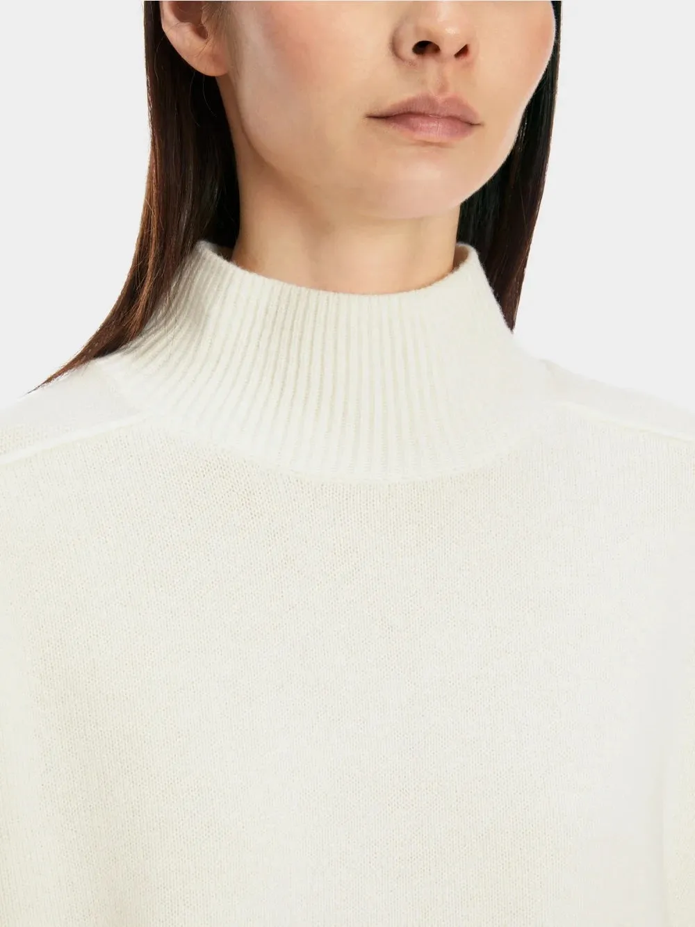 Off White Cashmere Blend Polo Neck Sweater