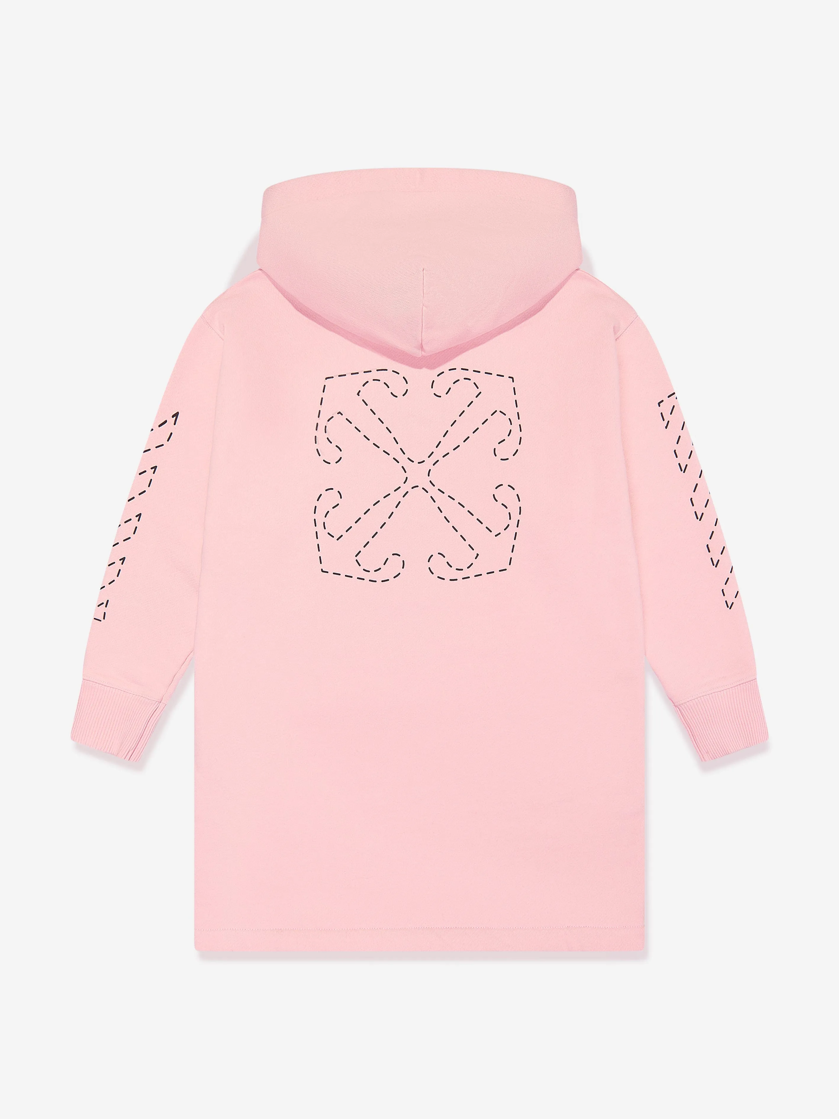 Off-White Girls Arrow Stitched Hooded Sweater Dress in Pink