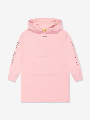 Off-White Girls Arrow Stitched Hooded Sweater Dress in Pink