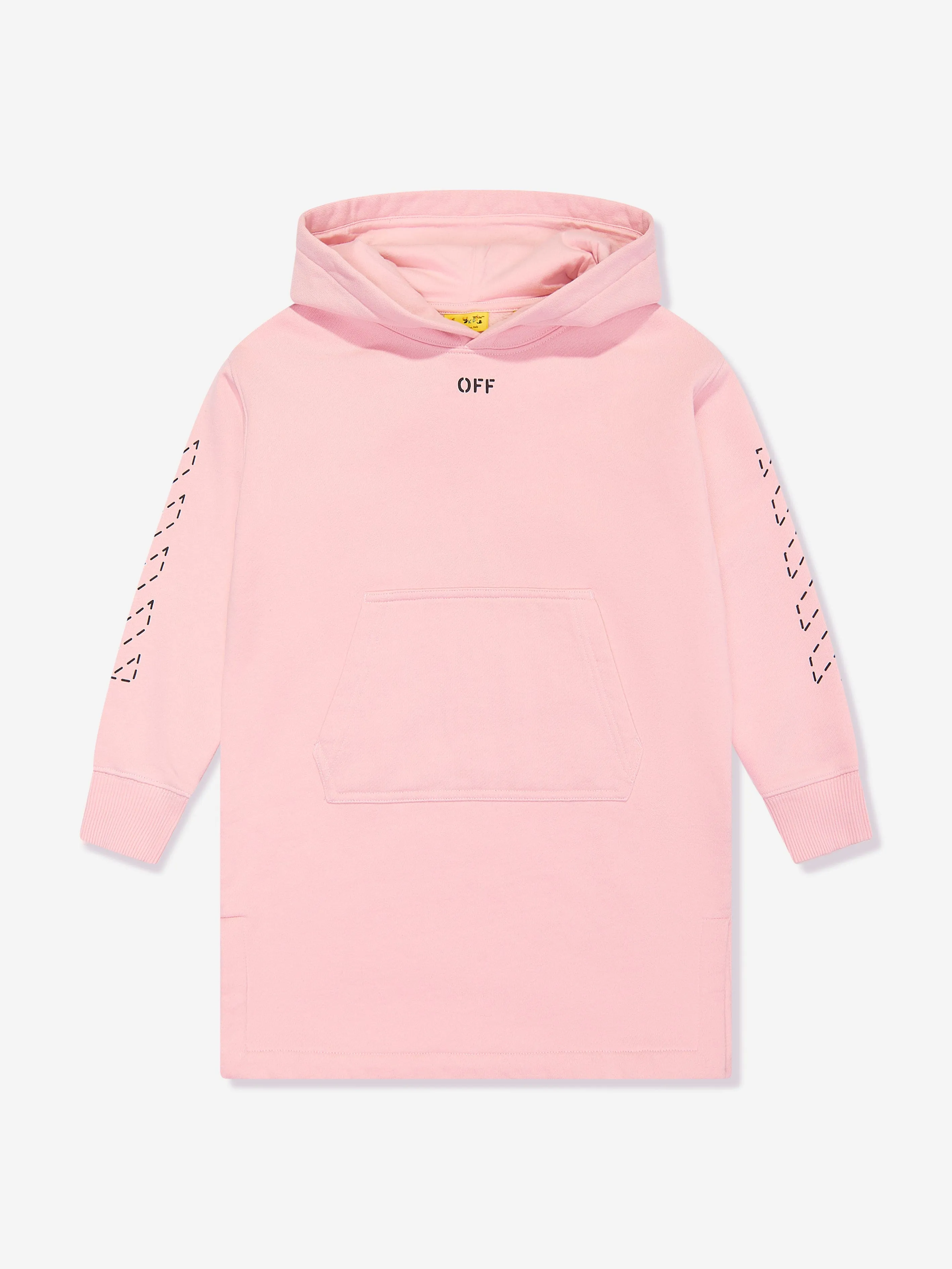 Off-White Girls Arrow Stitched Hooded Sweater Dress in Pink