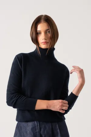 Ombra 100% Cashmere Turtleneck Sweater Navy