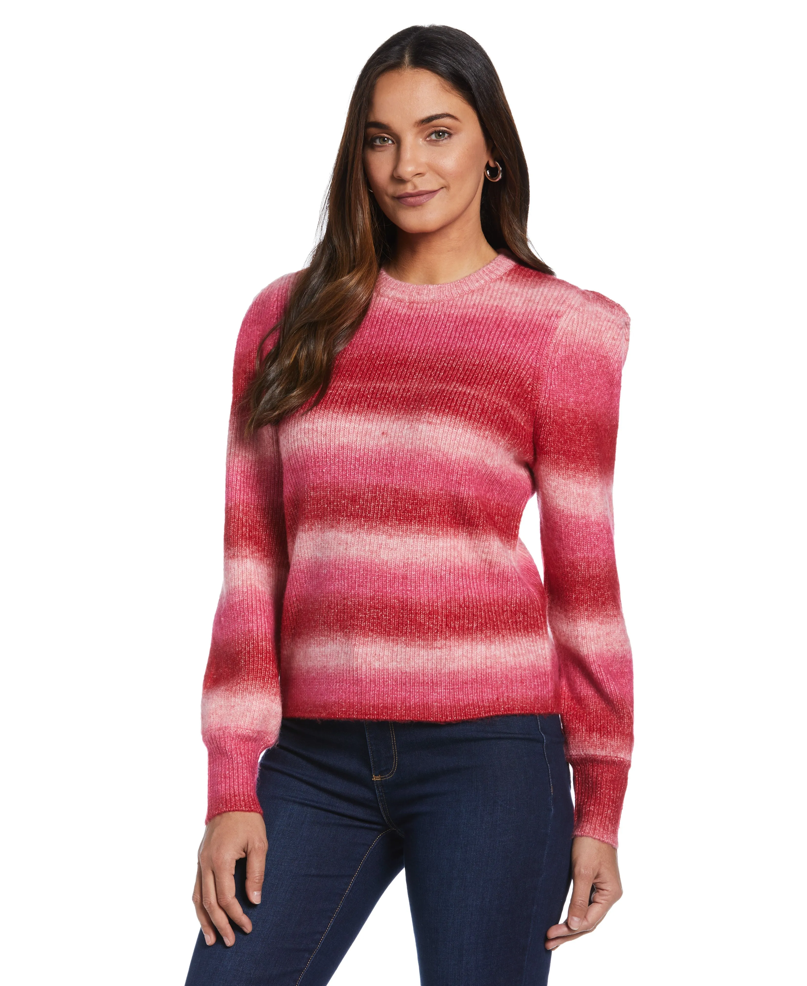 Ombre Stripe Puff Sleeve Sweater