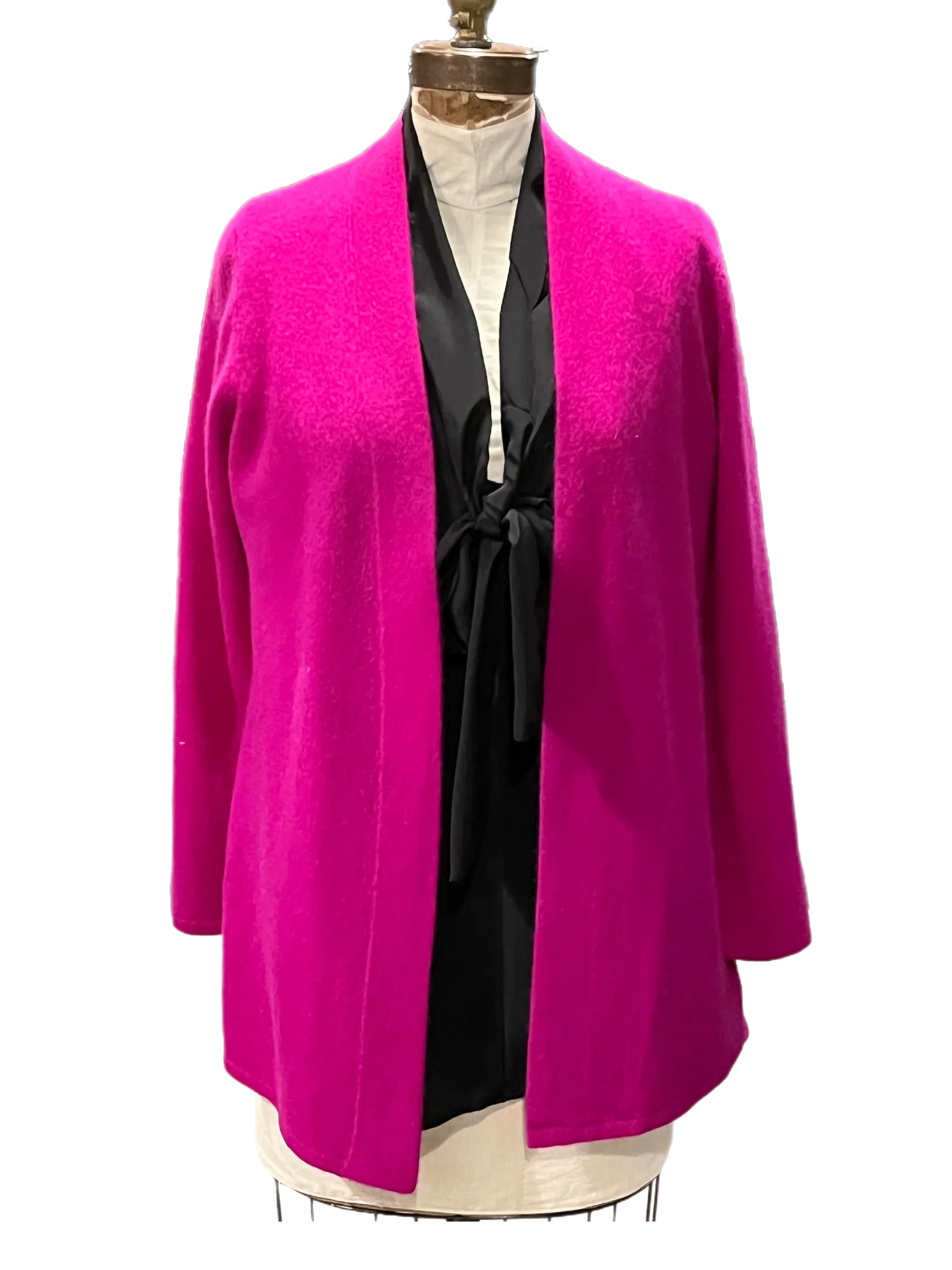 Our classic open cashmere duster *available in black, charcoal, camel and fuchsia