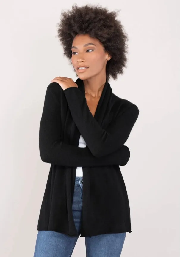 Our classic open cashmere duster *available in black, charcoal, camel and fuchsia