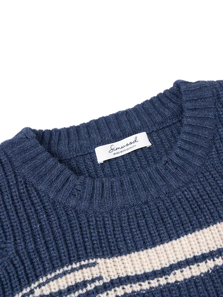 Oversize Striped Sweater Men Ripped Hole Knits Pullovers