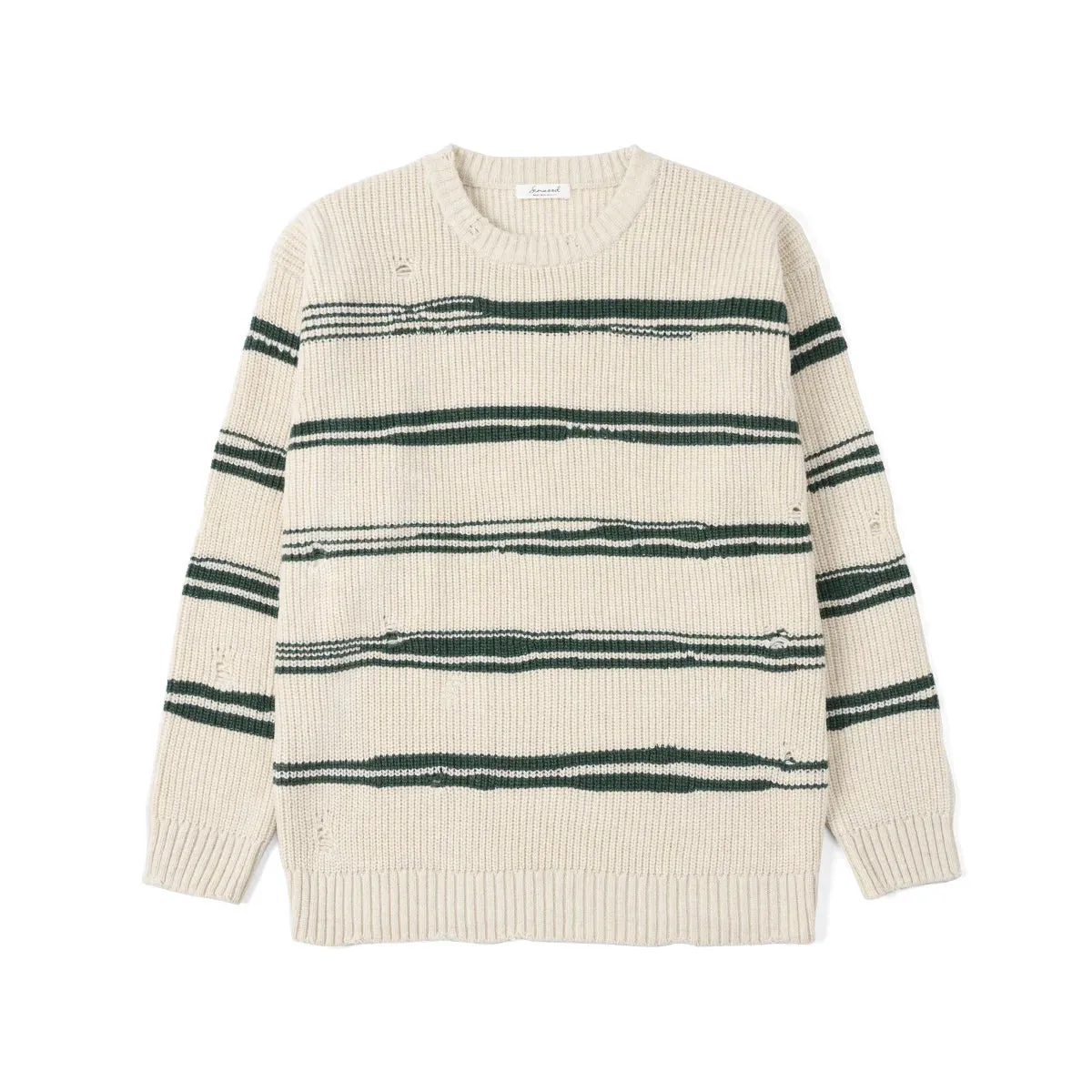 Oversize Striped Sweater Men Ripped Hole Knits Pullovers