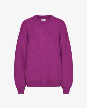 Oversized Merino Wool Crew - Magenta Blaze