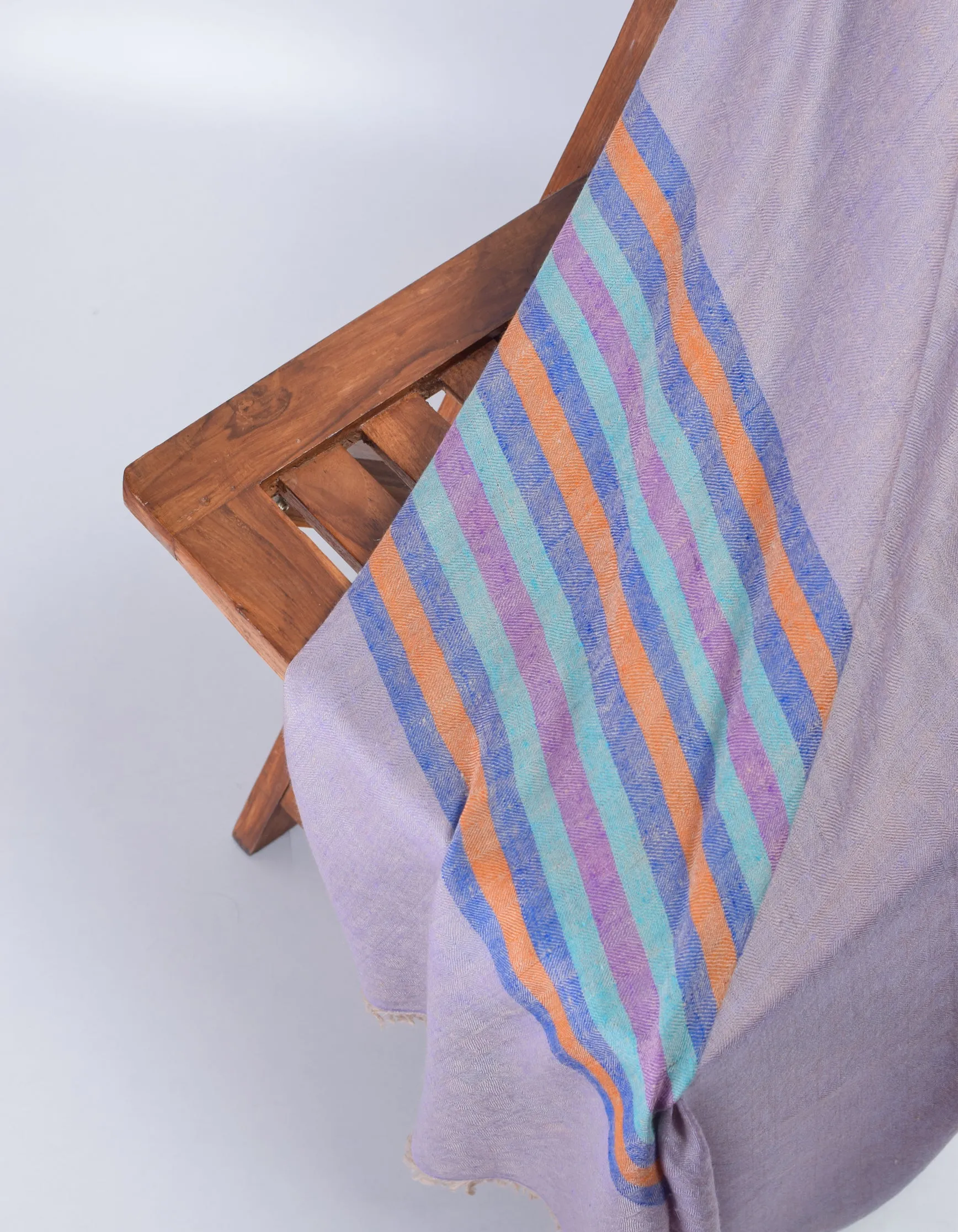 Pastel Handwoven One side Stripes Cashmere Pashmina Stole