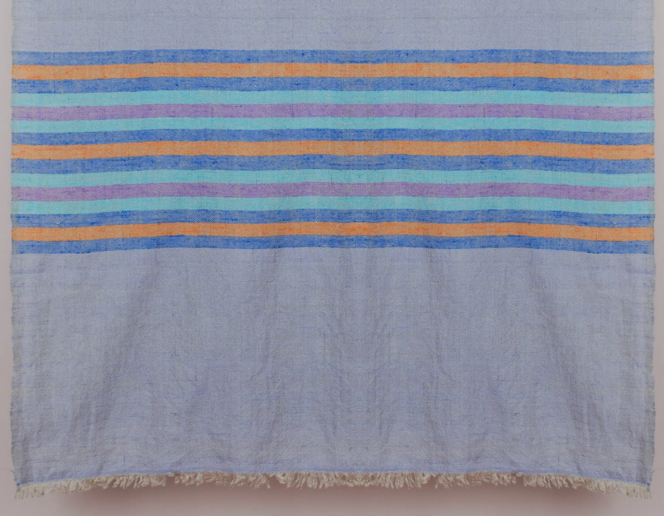 Pastel Handwoven One side Stripes Cashmere Pashmina Stole