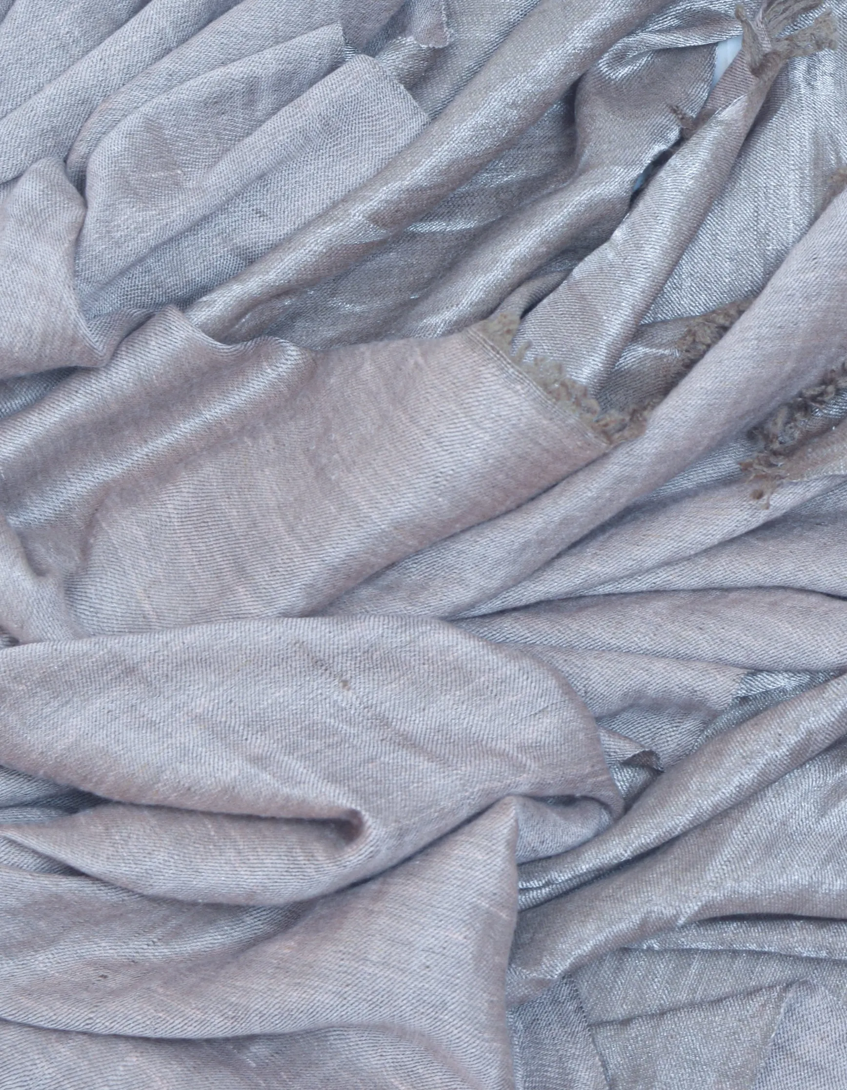 Pastel Pink Metallic Zari Handwoven Reversible Cashmere Pashmina Shawl