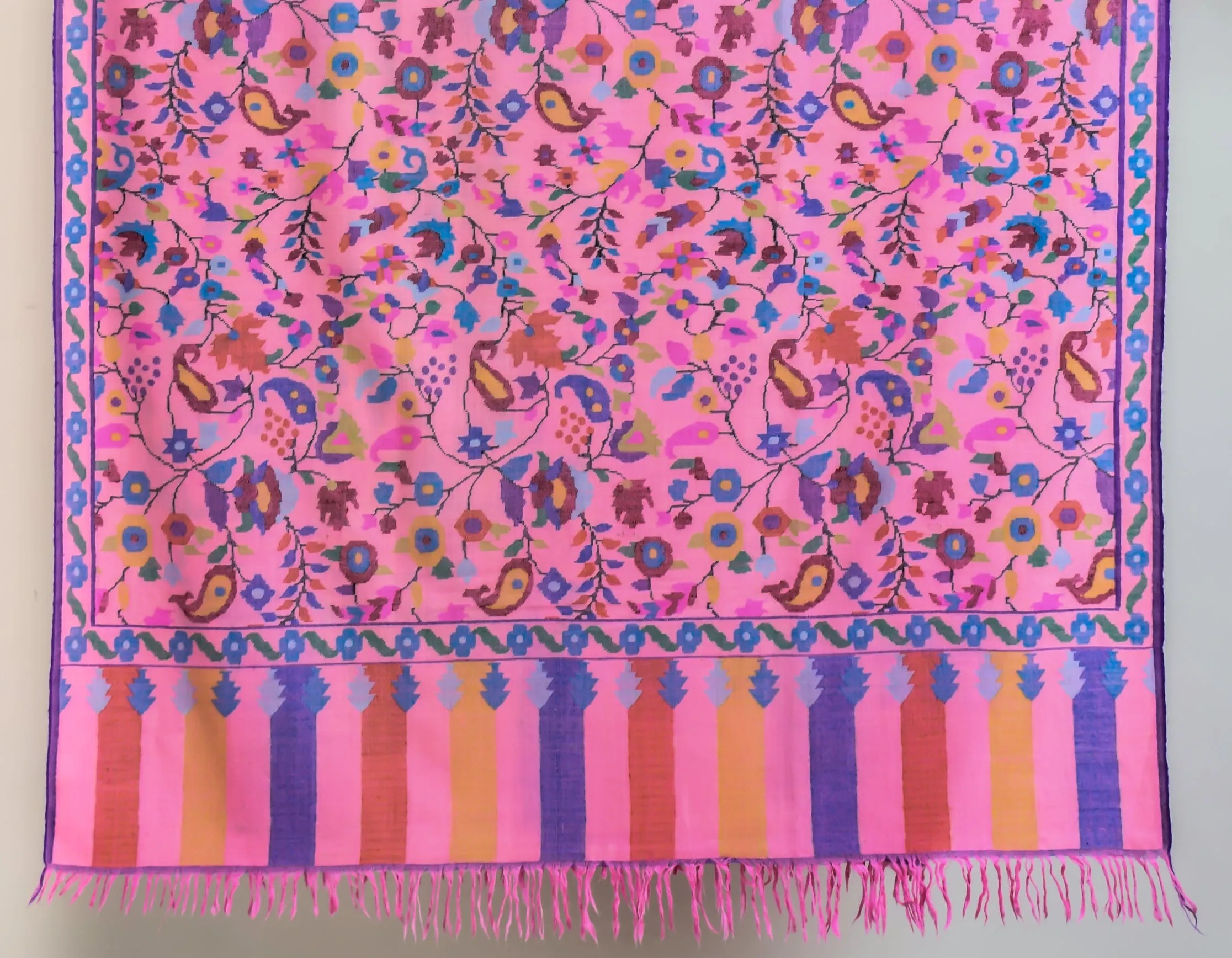 Patel Pink Handwoven Kani Pattern Pashmina Shawl