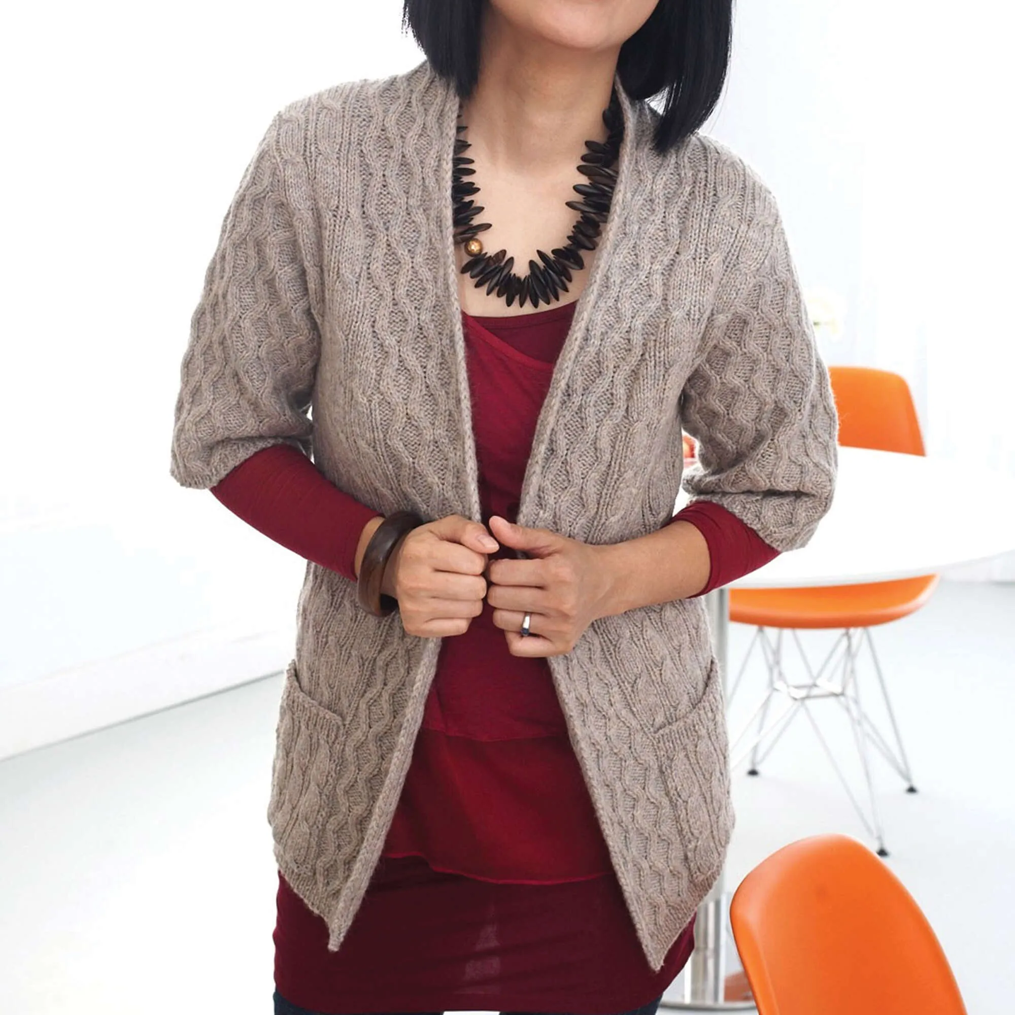 Patons Long Knit Cardigan With Pockets