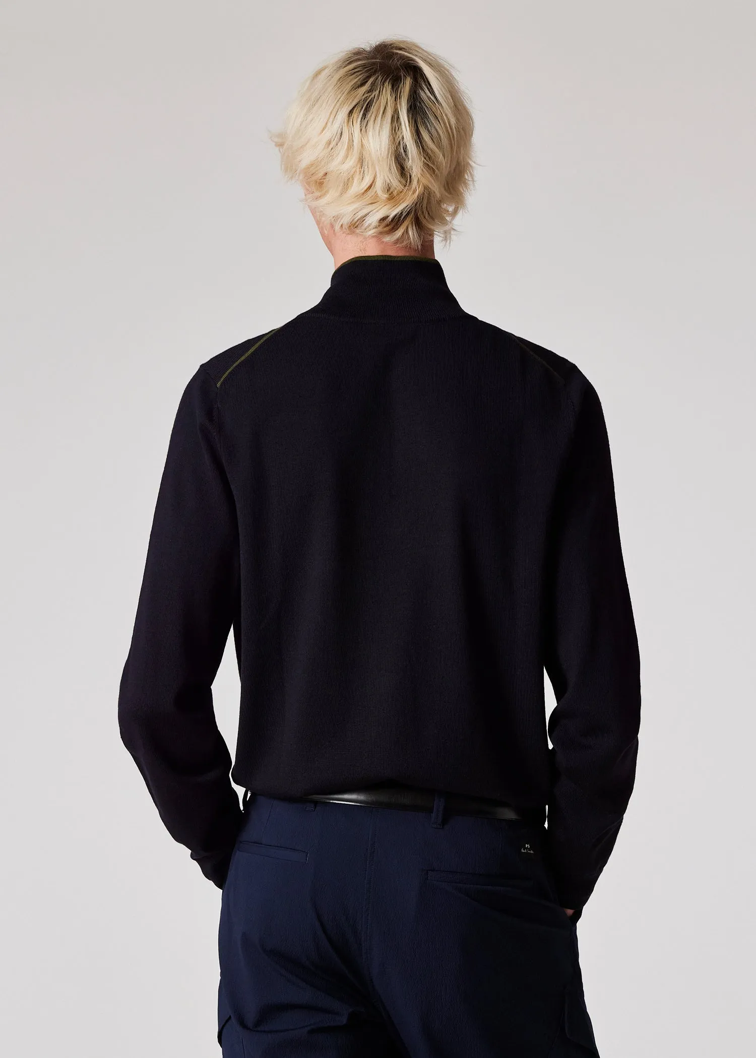 Paul Smith Merino Wool Half Zip Jumper - Blue