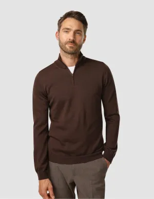 Premium Merino Half Zip Espresso