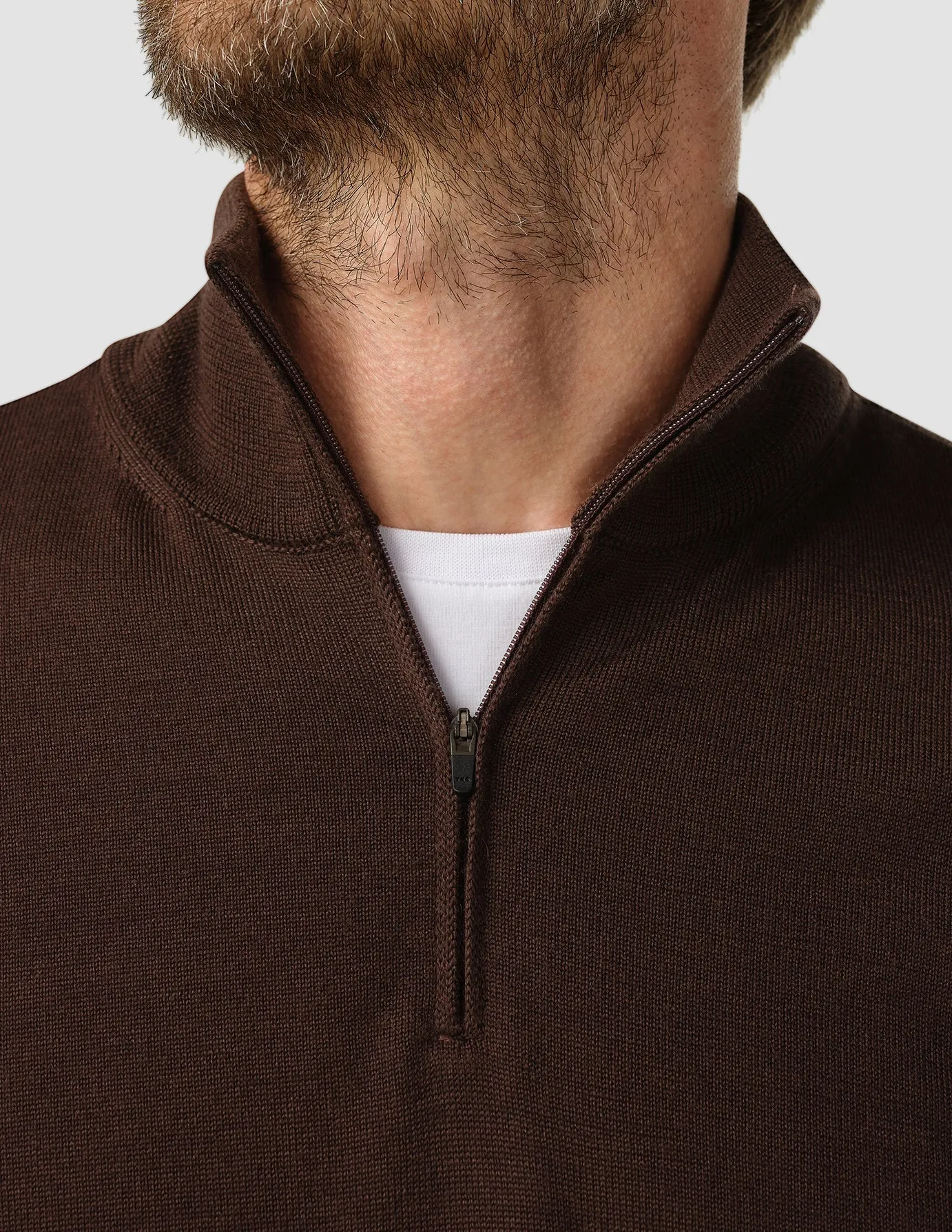 Premium Merino Half Zip Espresso