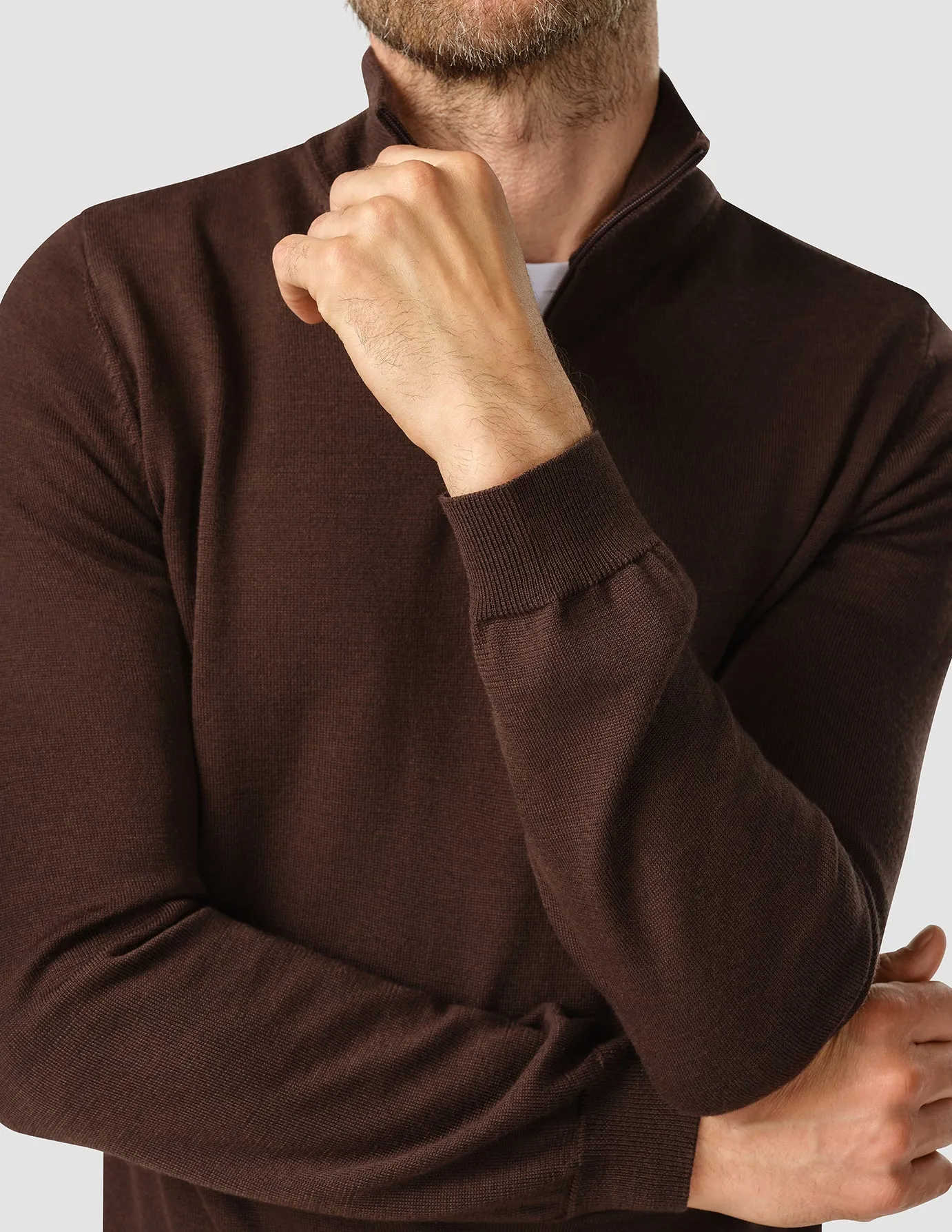 Premium Merino Half Zip Espresso