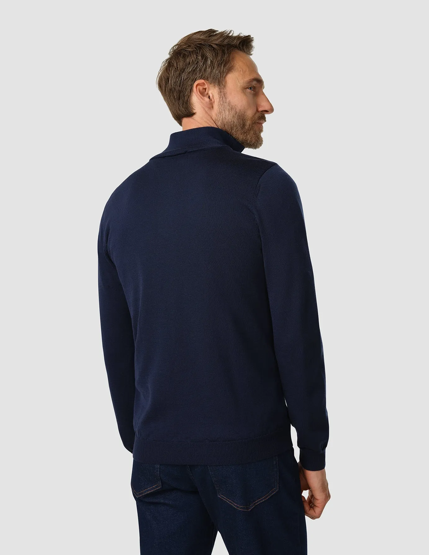 Premium Merino Half Zip Navy