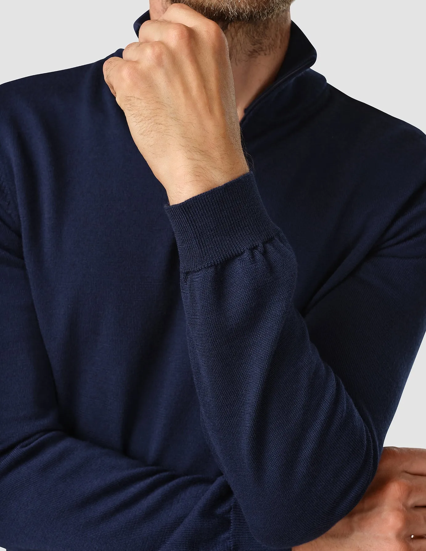 Premium Merino Half Zip Navy