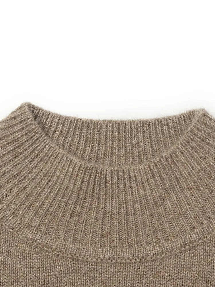 Pure Cashmere Seamless Mock Neck Slim Women Sweater