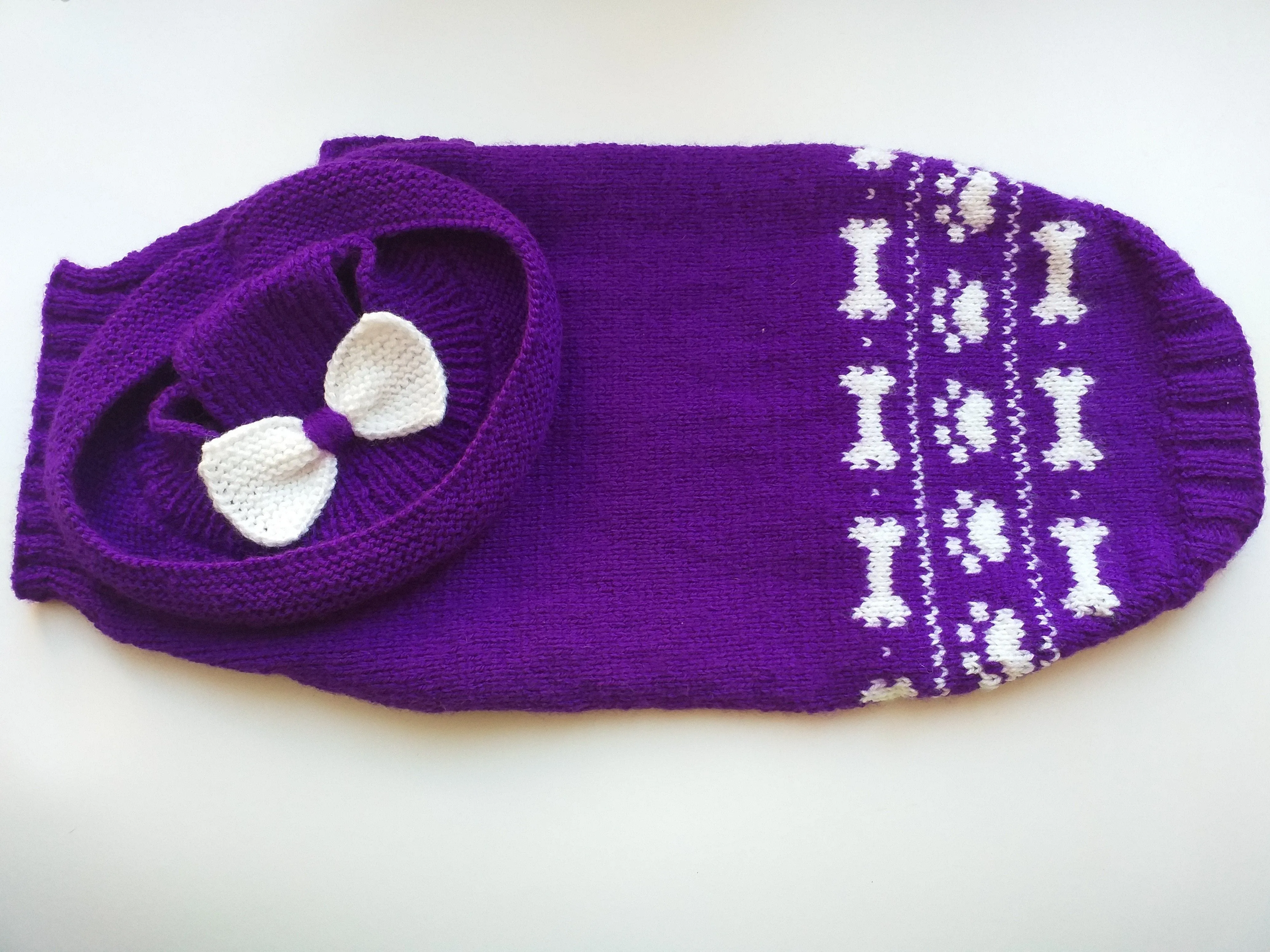 Purple dachshund costume sweater and hat, Costume for miniature dachshund, Doxie sweater and hat set