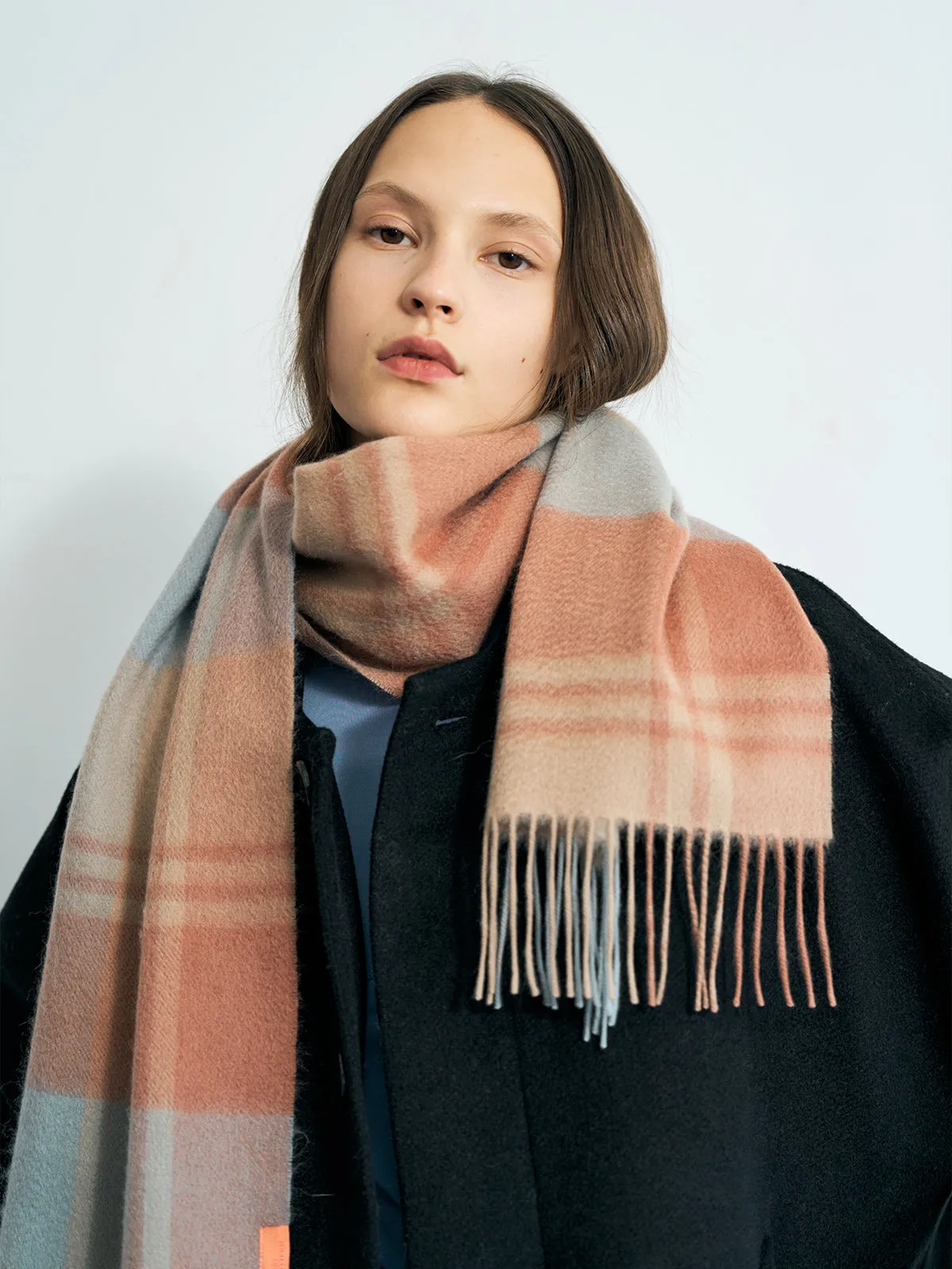 "Plaid" Cashmere Scarf - Pink & Blue