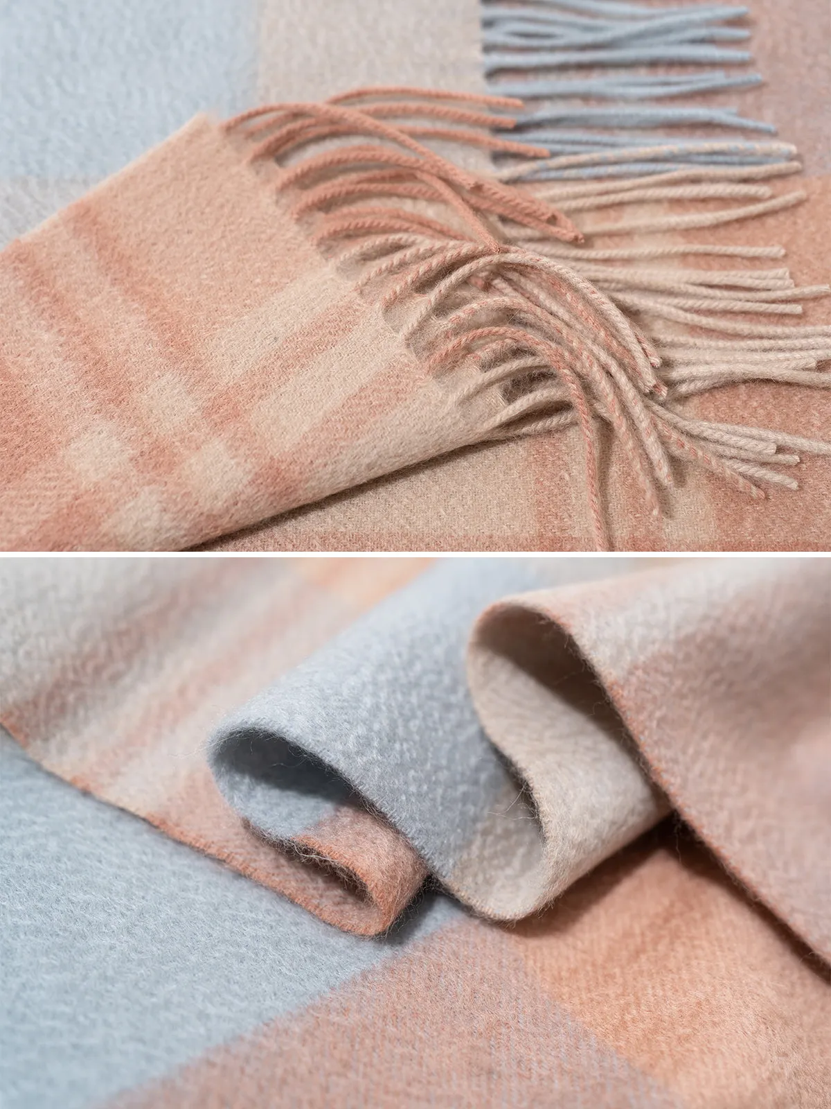 "Plaid" Cashmere Scarf - Pink & Blue