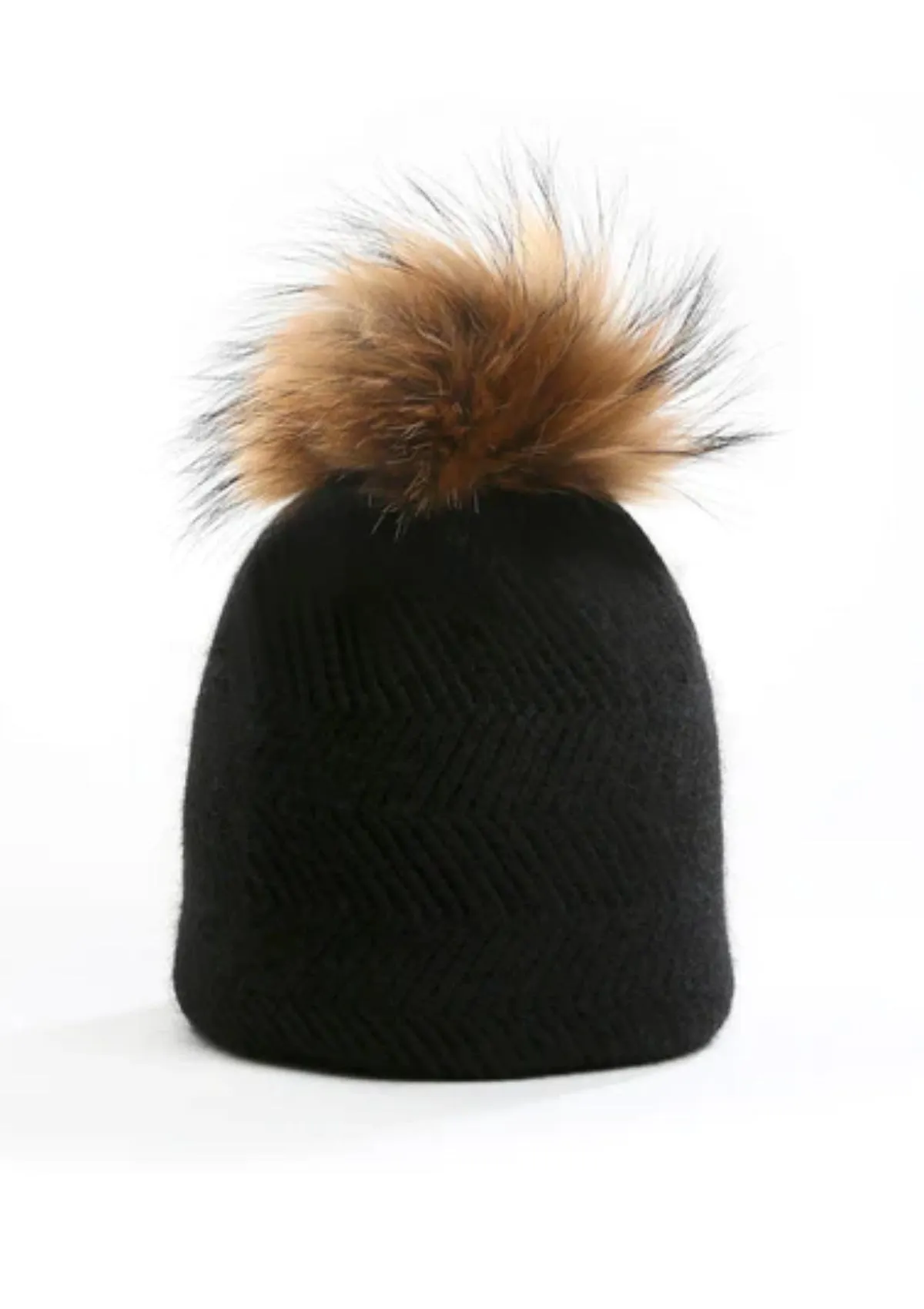 "The Apres" Hat Black Real Fur