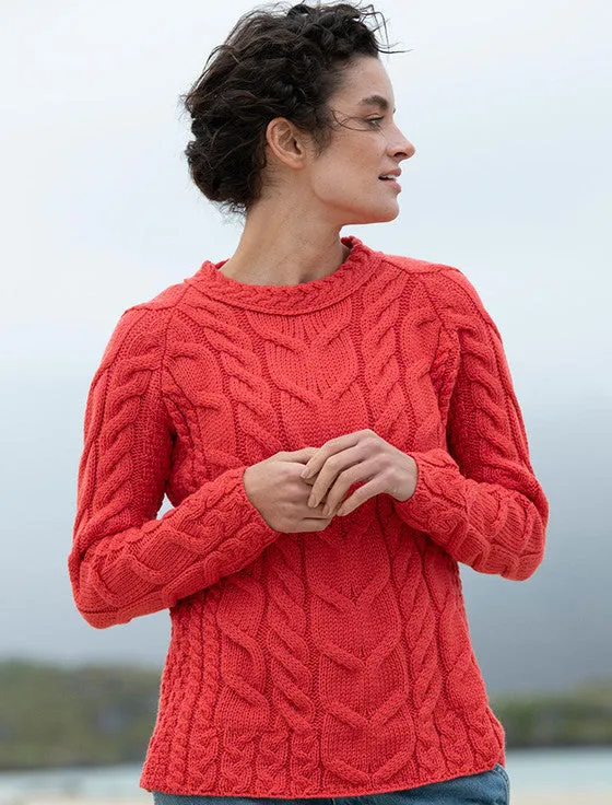 Raglan Pullover Sweater - Coral