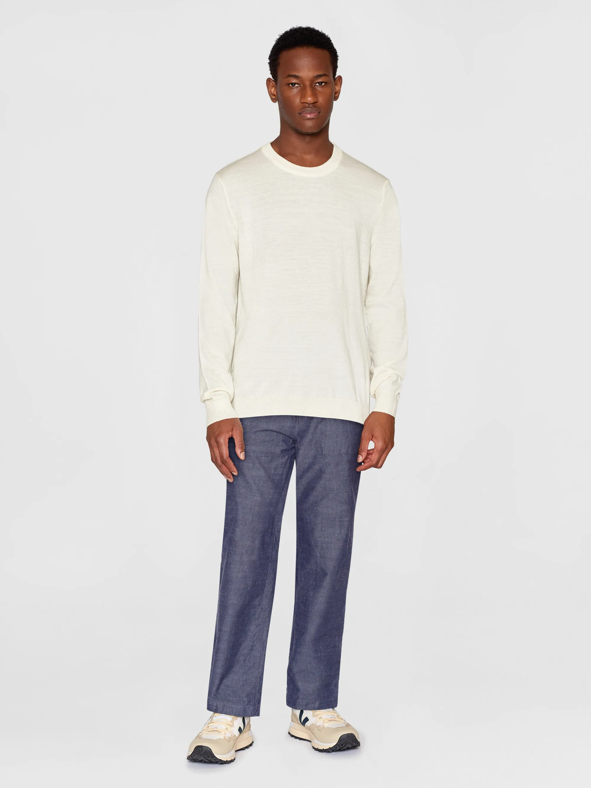 Regular merino knit crew neck - RWS - Egret