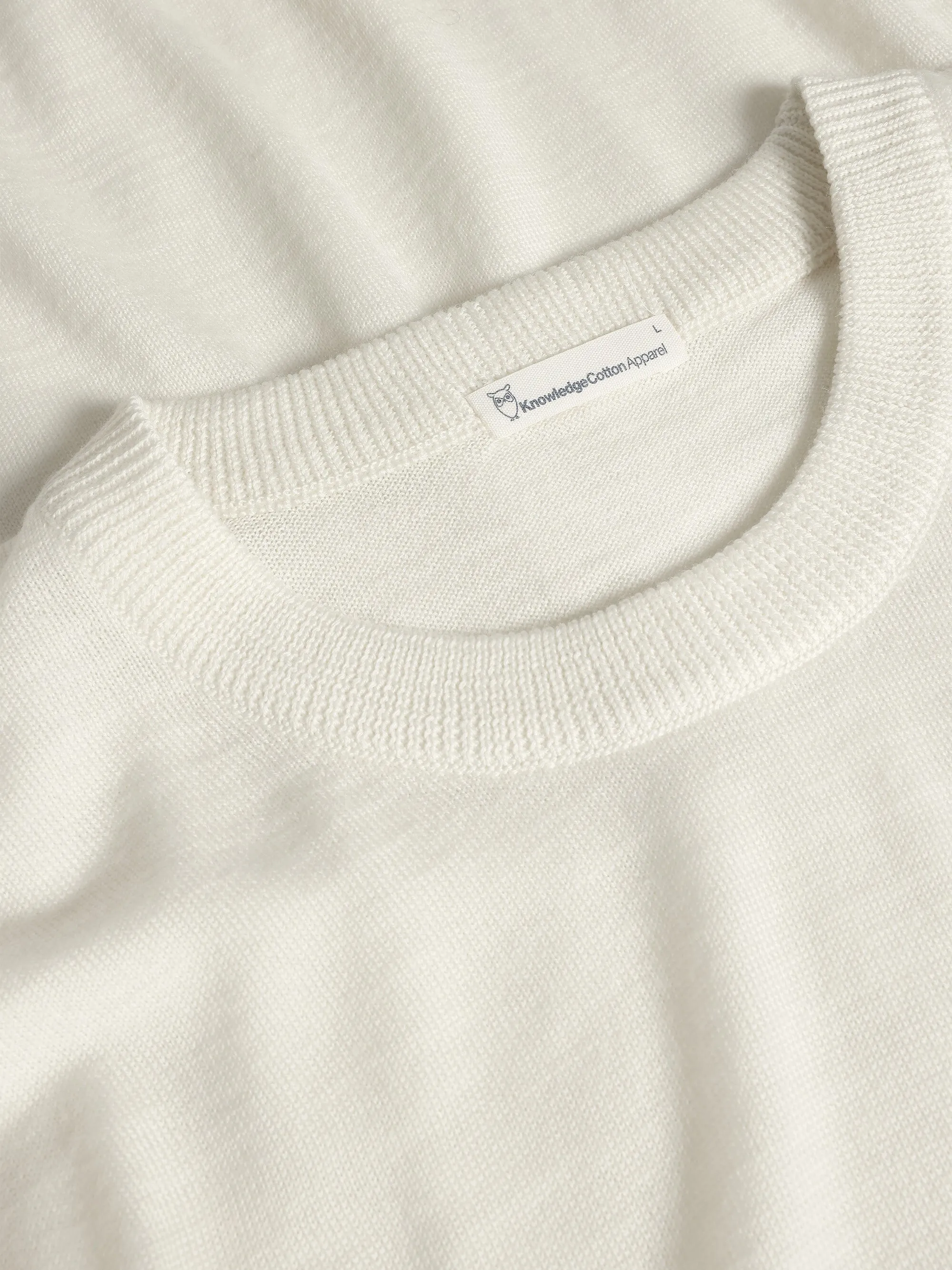 Regular merino knit crew neck - RWS - Egret