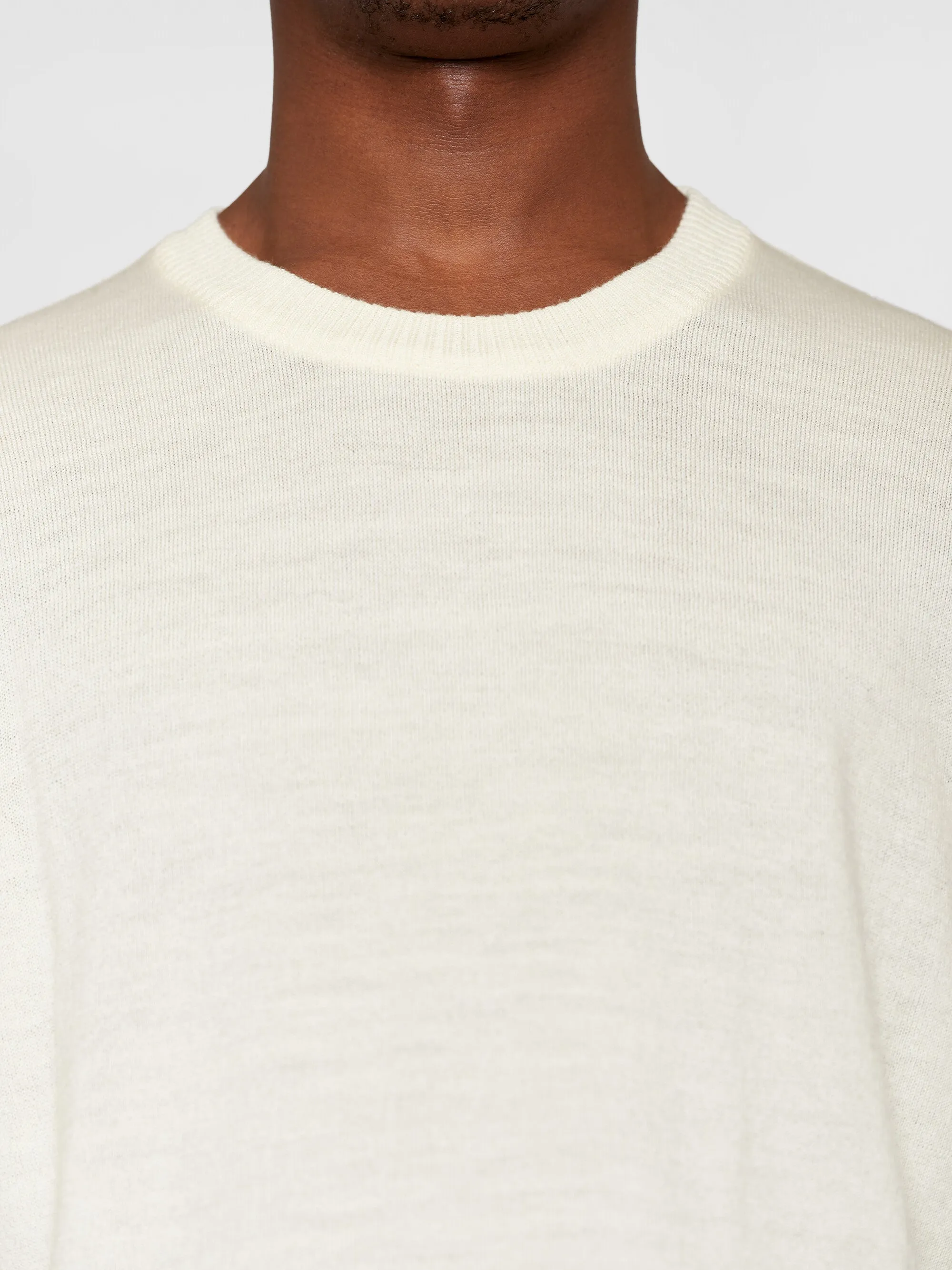 Regular merino knit crew neck - RWS - Egret