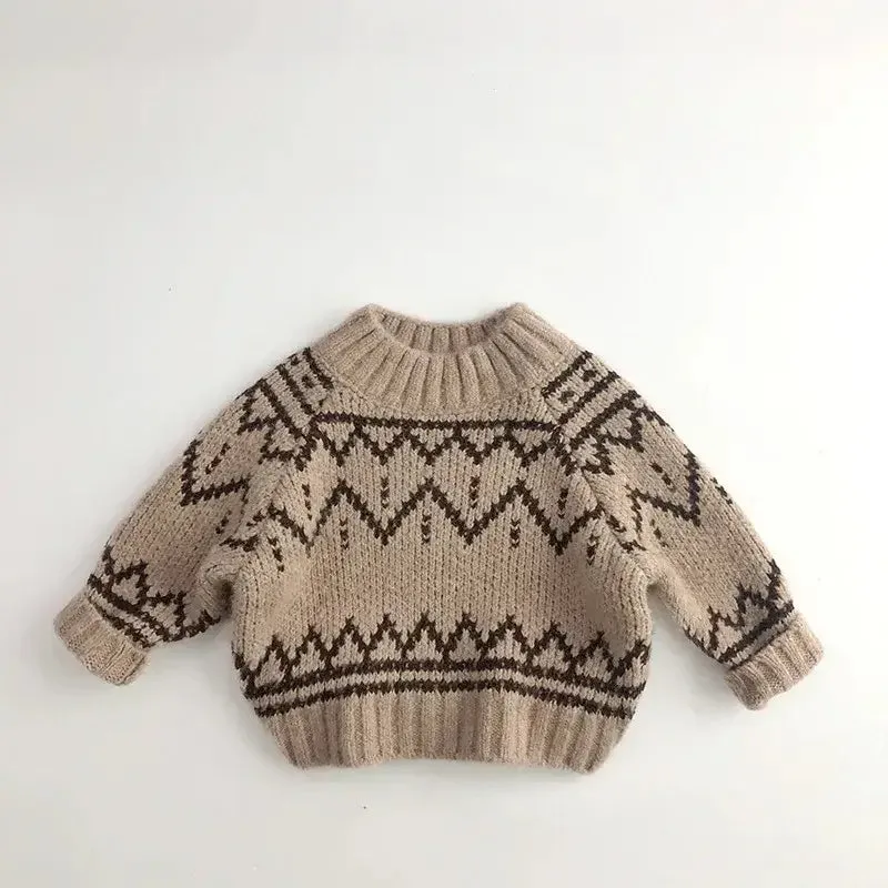 Retro Kids Striped Turtleneck Sweater