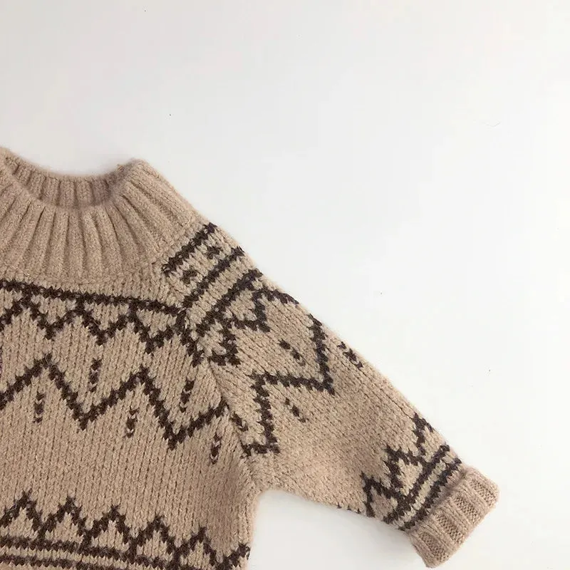 Retro Kids Striped Turtleneck Sweater