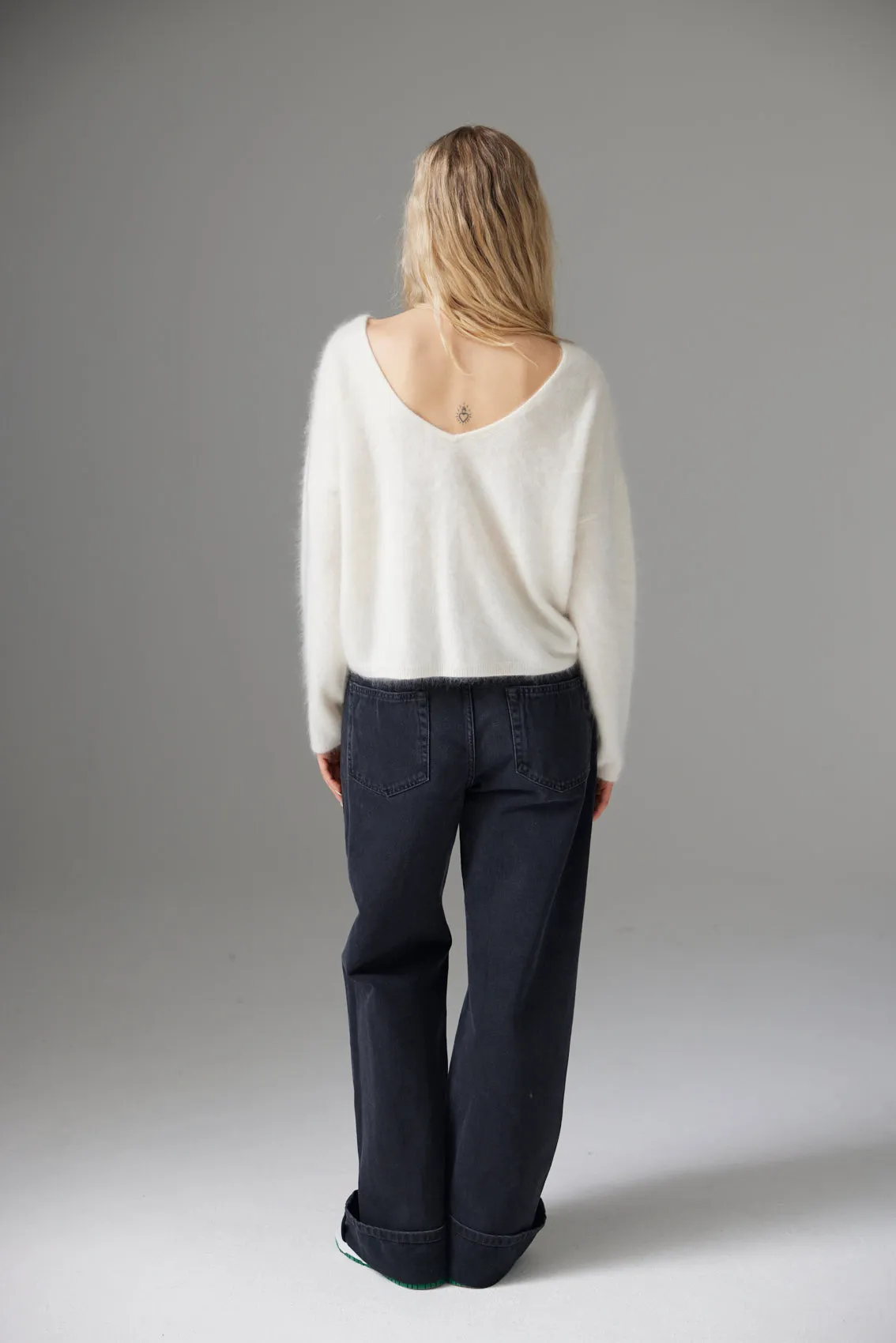 Robertson Madison 100% Cashmere Brushed Nala Low Back Top CR24-BC-003 | Snow