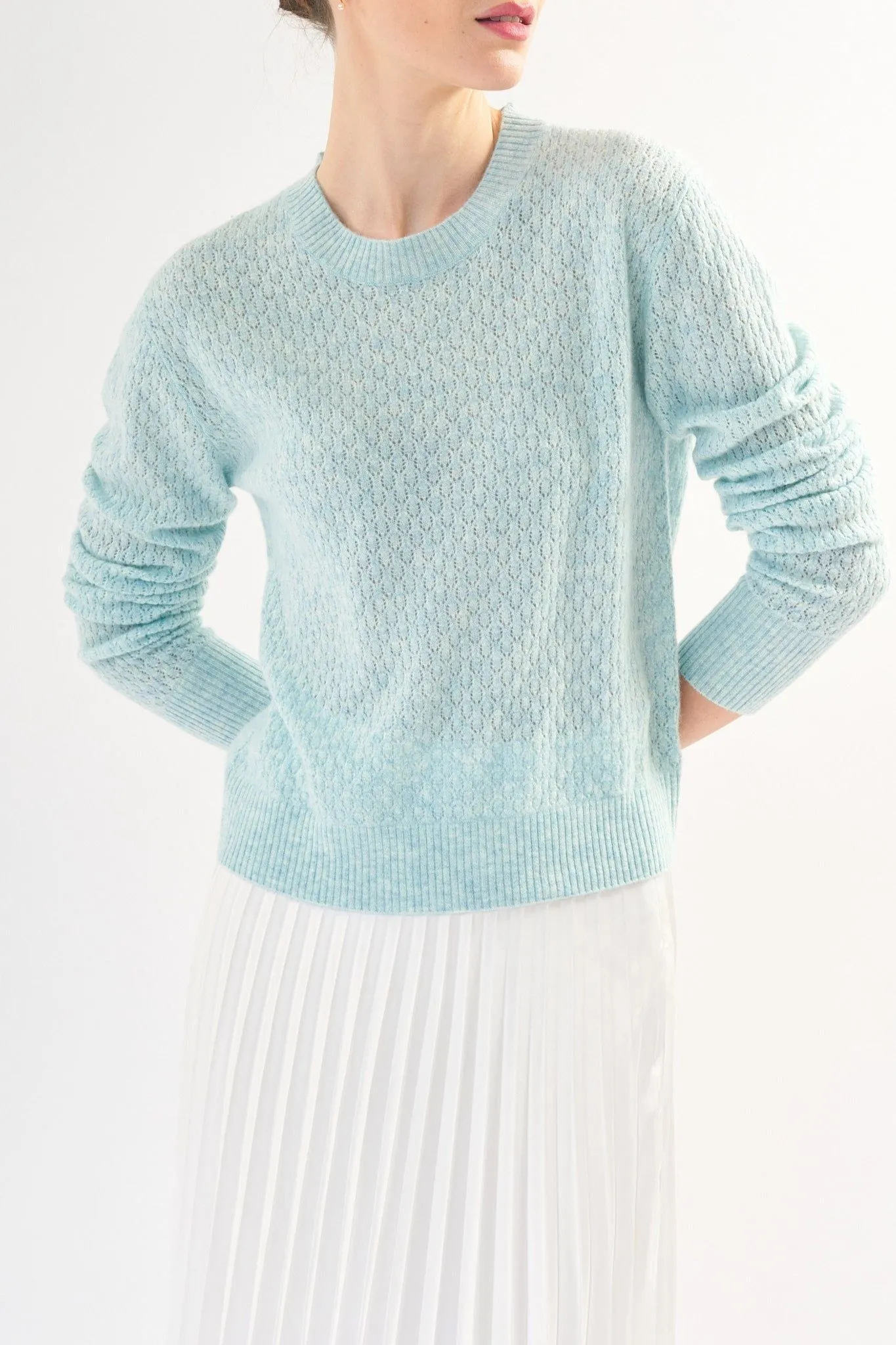 Robertson Madison 100% Cashmere Crewneck CC-262 | Ice Blue | Clearance Final Sale