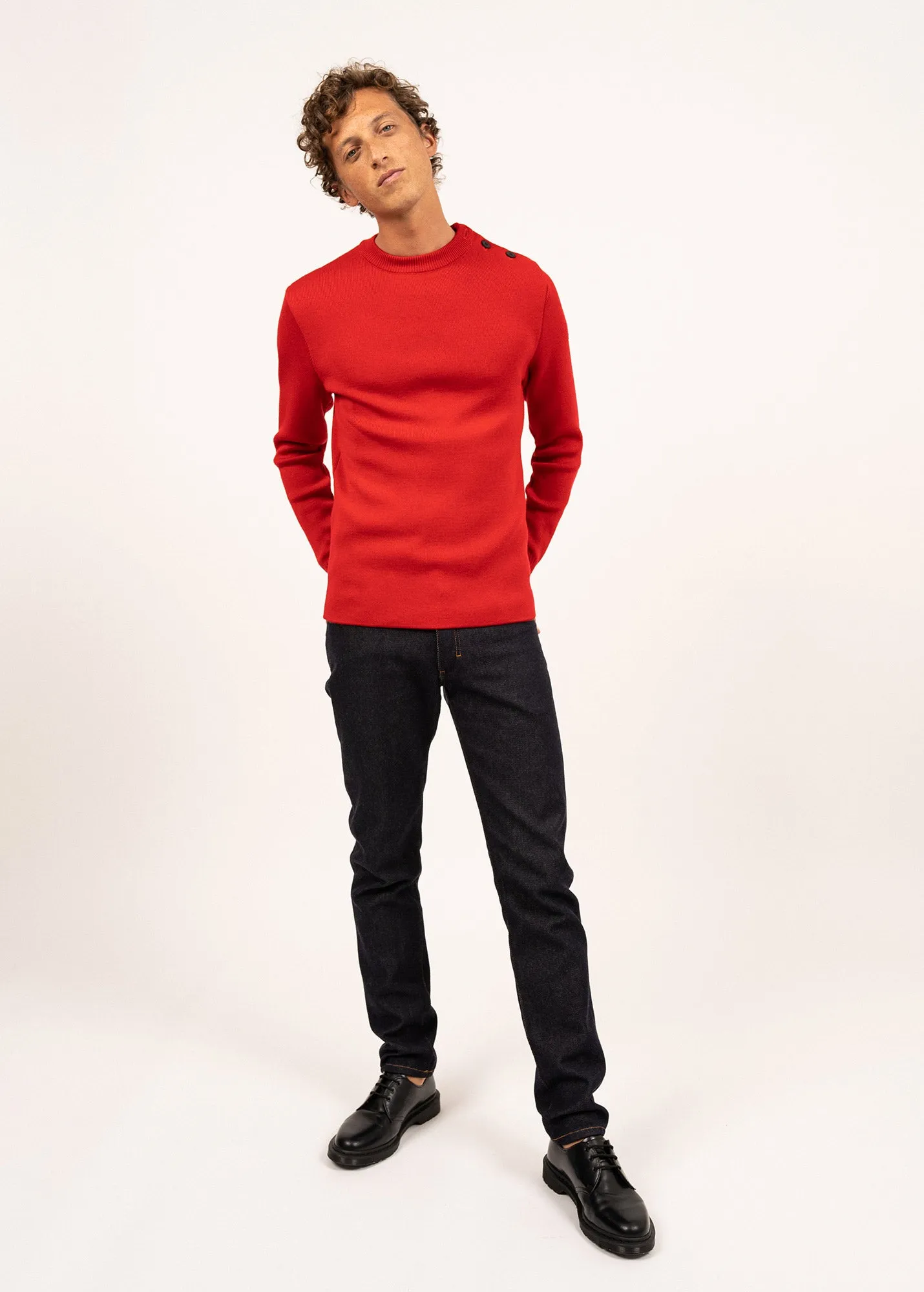 Rochefort sailor jumper - slim fit, in merino wool (ROUGE)