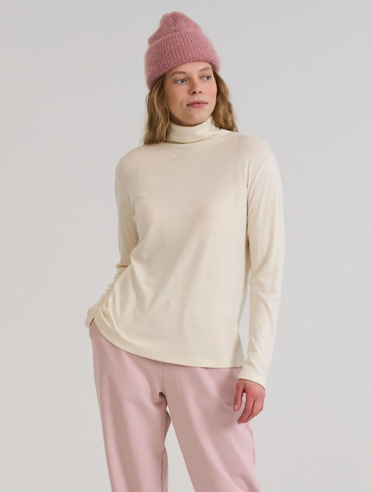 Roosa Merino Roll-Neck Birch White