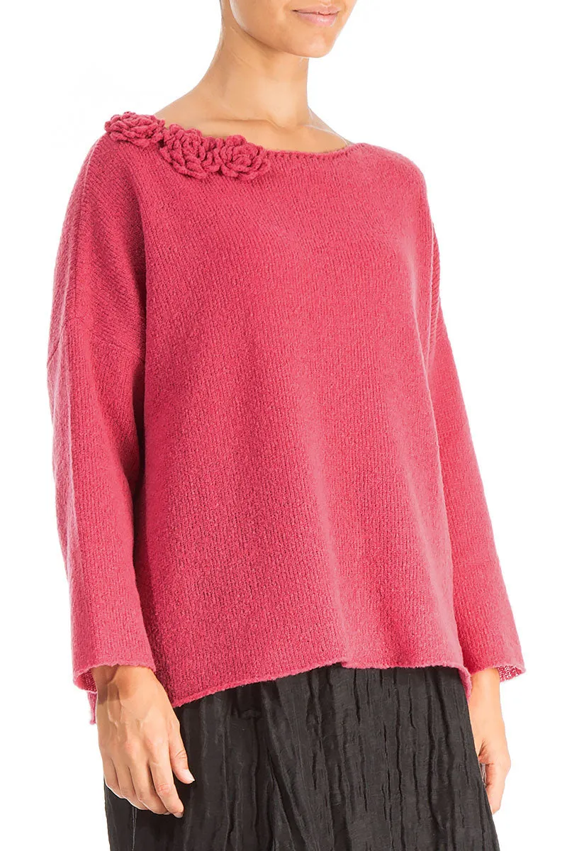 Rosette Pink Punch Wool Sweater